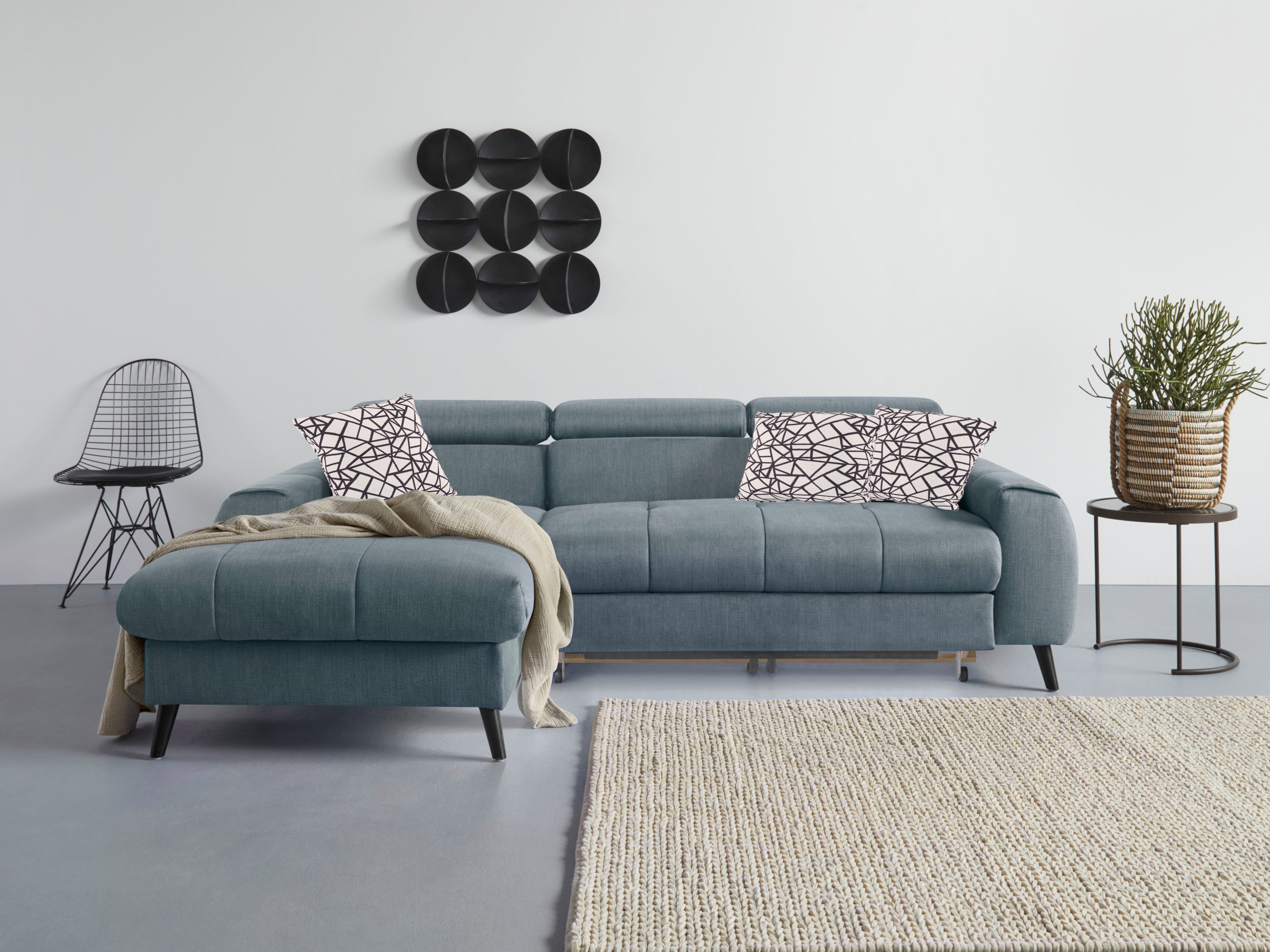 COTTA Ecksofa "Mia L-Form mit 3 Zierkissen", wahlweise mit Bettfunktion, Be günstig online kaufen