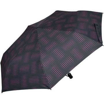 Knirps® Taschenregenschirm leichter, kompakter Schirm mit Auf-Zu-Automatik, schönes Design für Damen - Sterne pink Stars