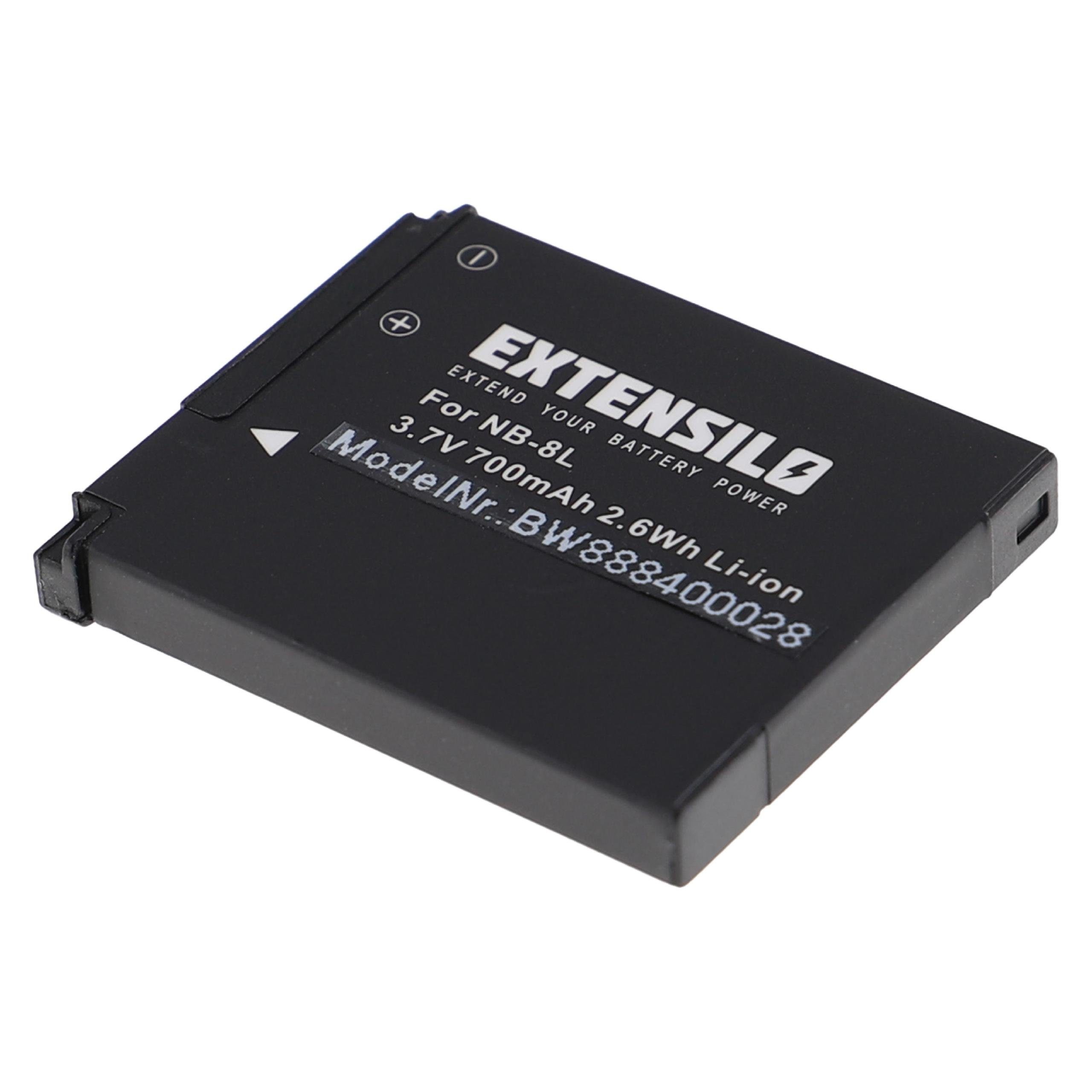Extensilo Akku Ersatz für Canon NB-8L für Kamera / Foto / Kompaktkamera (700 Kamera-Akku Akku Li-Ion 700 mAh (3,7 V), Leistungsfähiger Austausch-Akku für Digitalkamera, Spiegelreflexkamera