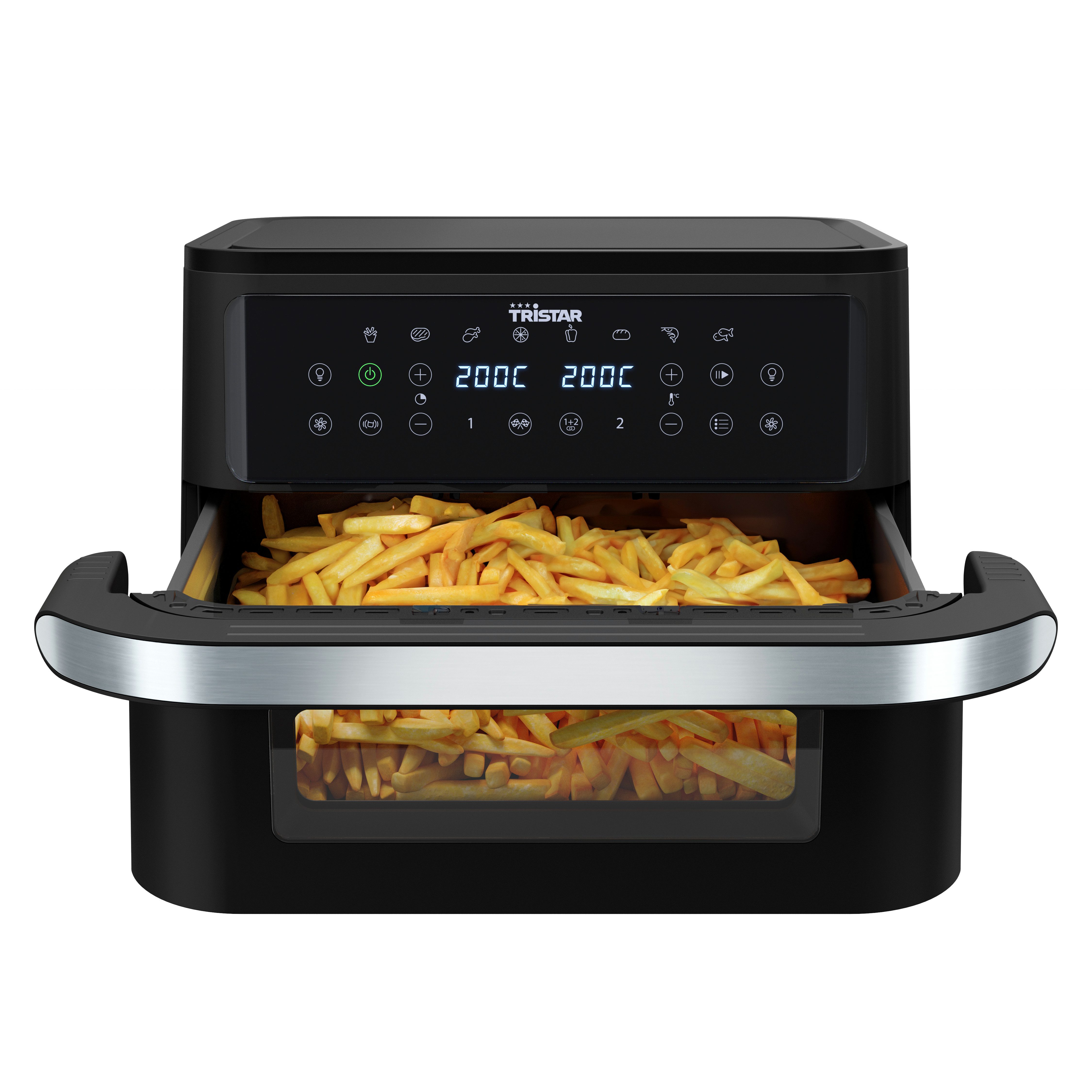 Tristar Heißluftfritteuse FR-9432, 2800 W, 2800W, 10 l, Dualzone, Heißluft, 8 Programme, Digital-Steuerung