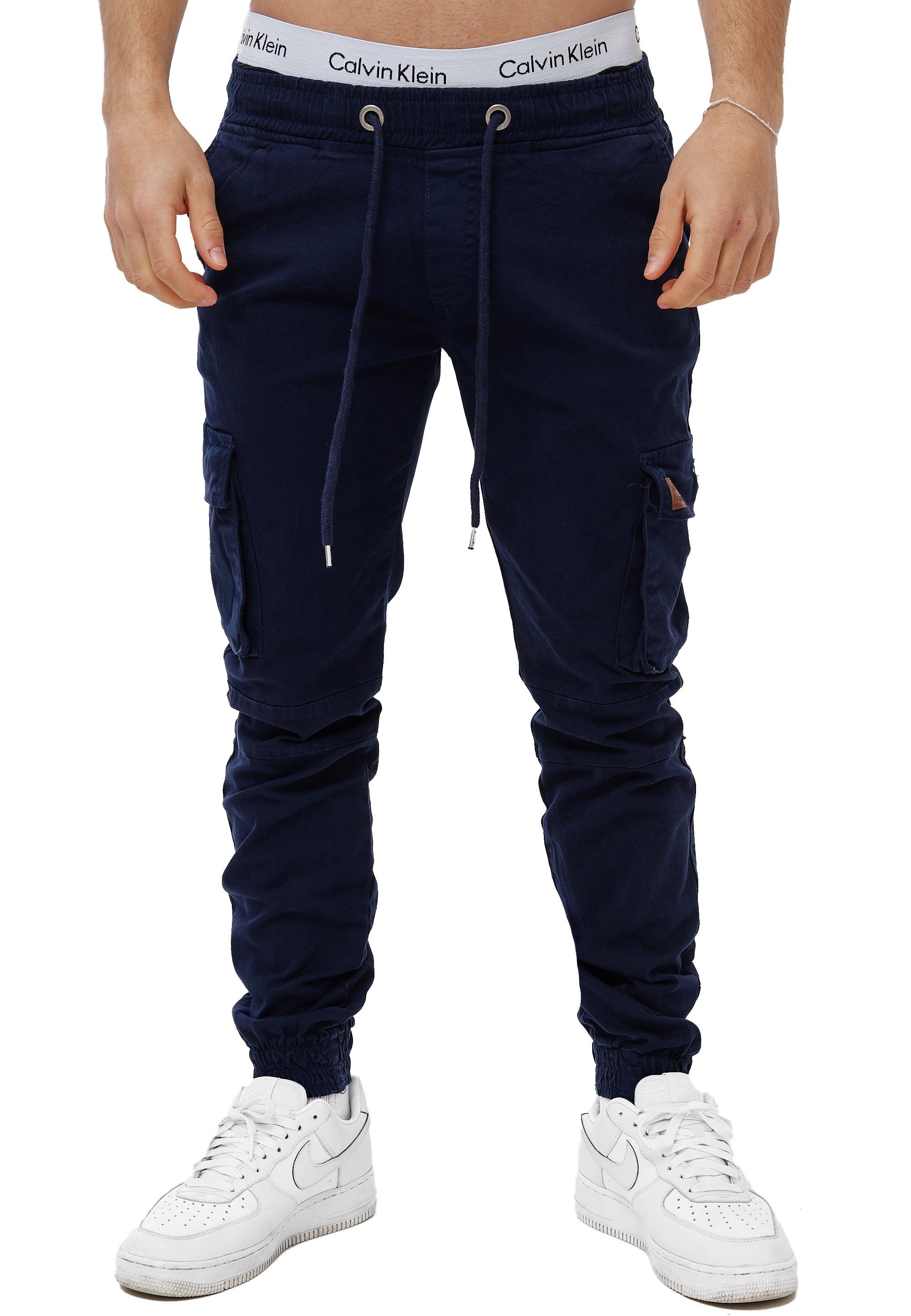 Casual Freizeit Streetwear, H-3413 Cargohose 1-tlg) Business OneRedox Navy Straight-Jeans (Chino