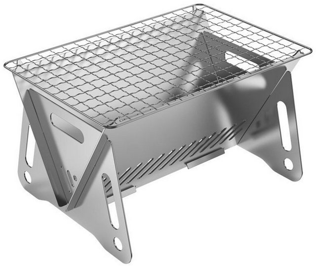 Rutaqian Holzkohlegrill Holzkohlegrill Tragbar Klappgrill BBQ Koffergrill Tischgrill, Größe, a: 21 cm, b: 15 cm, h: 13 cm