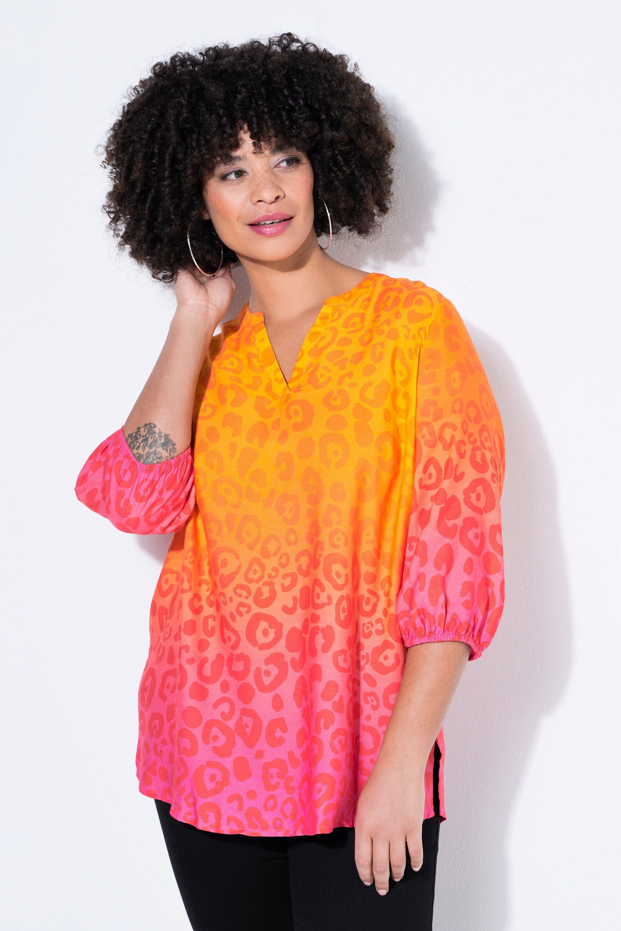 Angel of Style Longbluse Bluse bequeme Passform Leo mit Farbverlauf