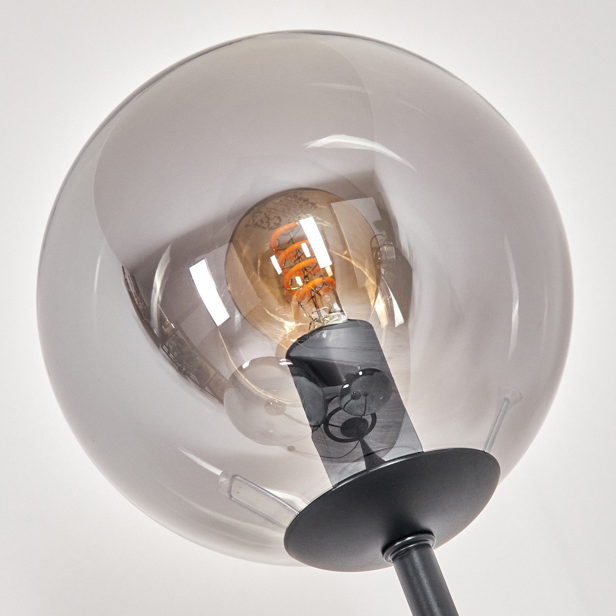 hofstein Stehlampe Stehlampe aus Metall/Glas in Schwarz/Rauchfarben, ohne Leuchtmittel, Stehleuchte im Retro-Design m. Glasschirmen (15cm), Fußschalter, E14