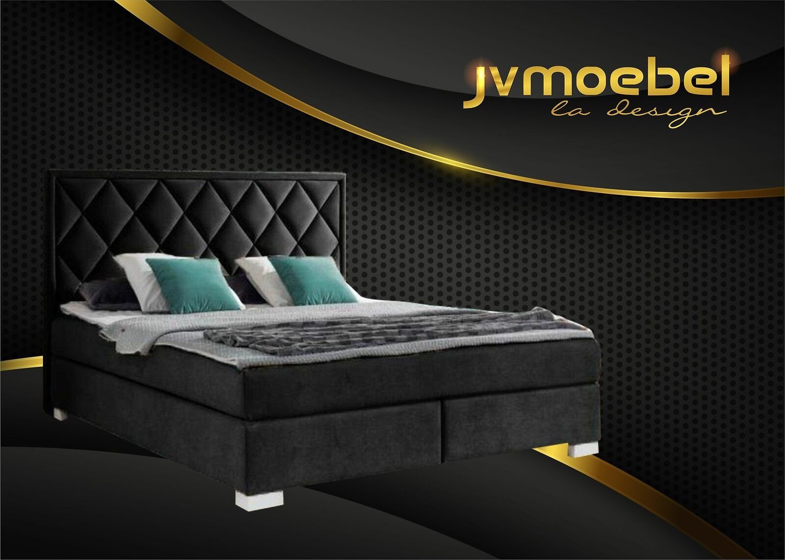 JVmoebel Bett, Bett Textil Schlafzimmer Design Möbel Modern Luxus Betten 180x200 Schwarz