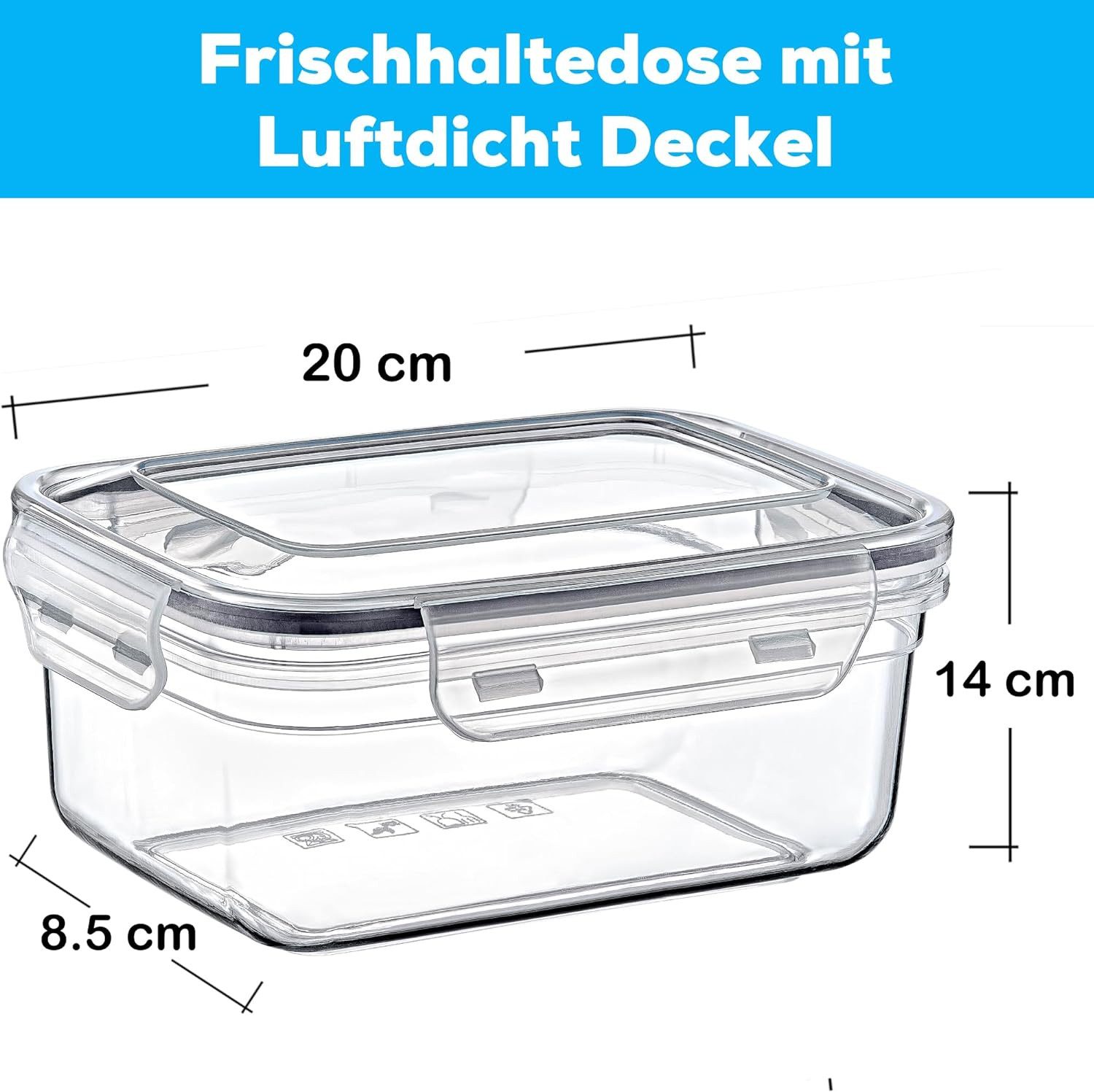 Livinja Frischhaltedose 2er Set 1,4l, Luftdicht mit Clickverschluss auslaufsicher, Kunststoff, Vorratsdosen Transparent Ideal für Lebensmittelaufbewahrung
