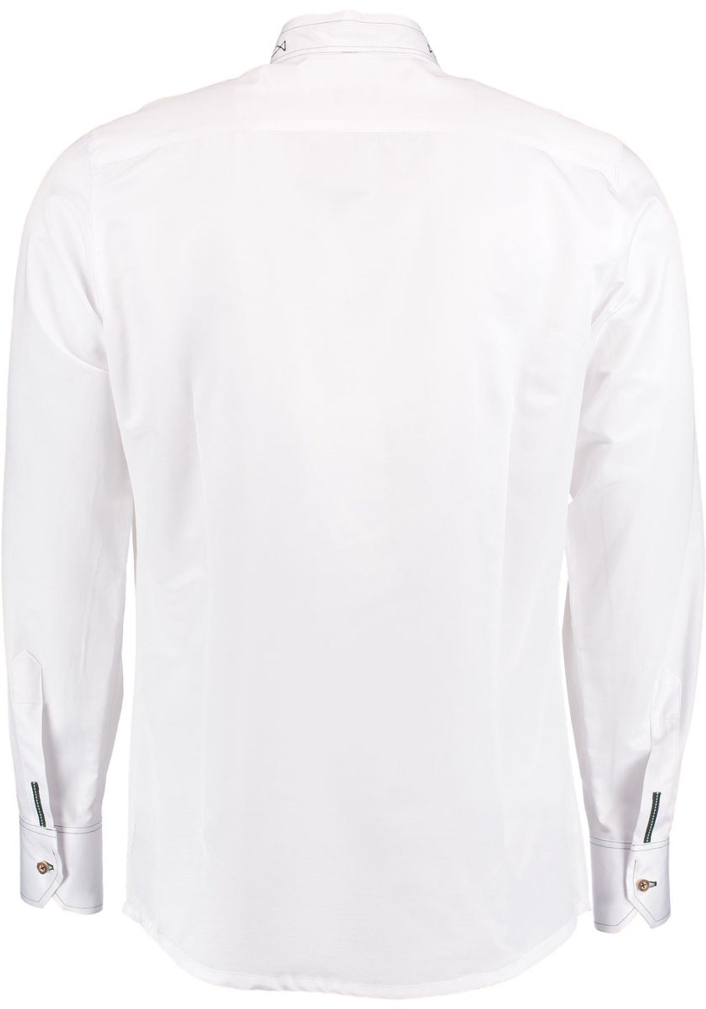 Storax mit weiß-dunkelgrün OS-Trachten dem Stehkragen Trachtenhemd Langarmhemd auf Stickerei