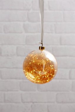 EGLO Dekoobjekt Glow, LED-Weihnachtskugel für Innen, Amber, Strom-Betrieb, Ø 15 cm