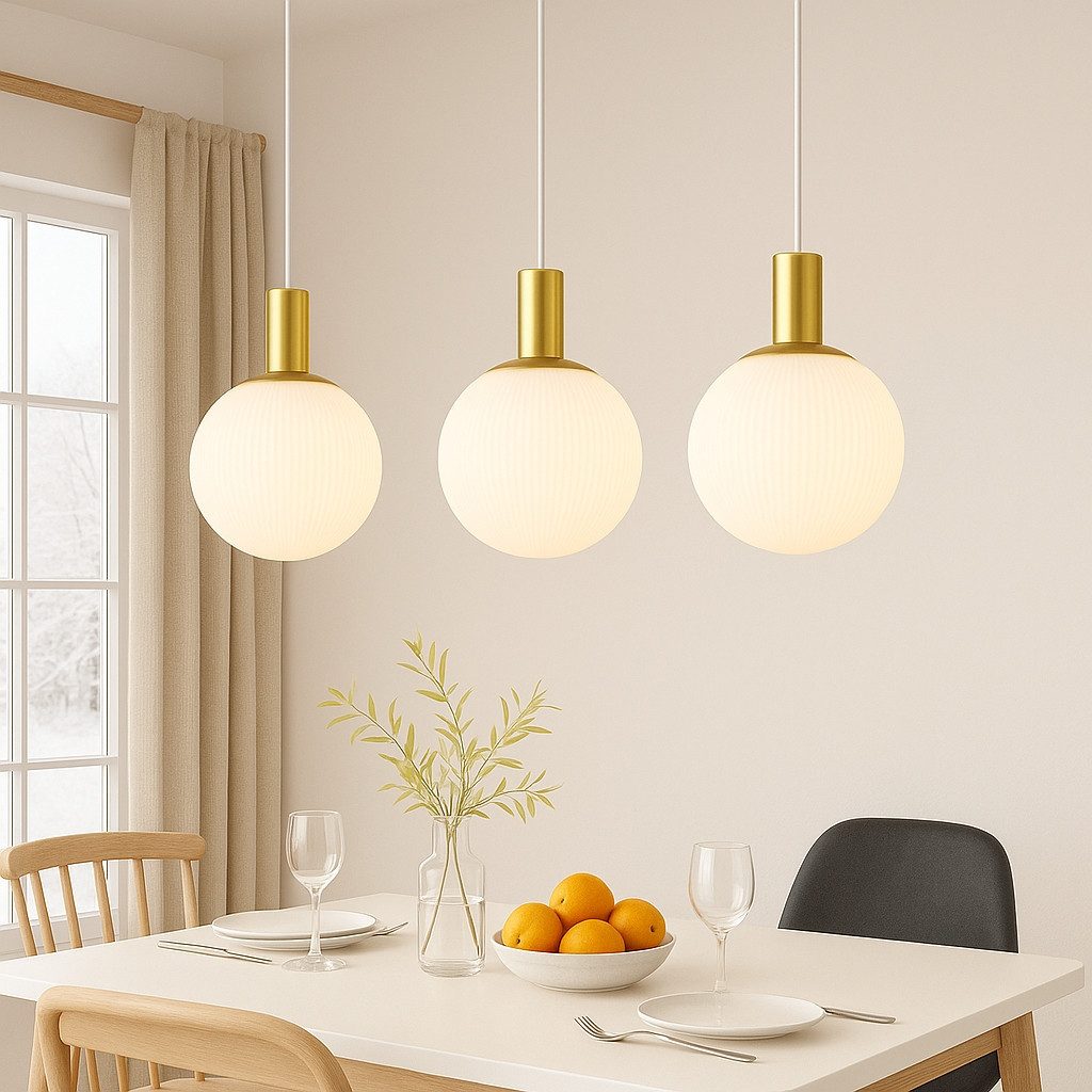 Nettlife Hängeleuchte Esstisch Glas E27 Gold 3/4 Flammig Höhenverstellbar P günstig online kaufen