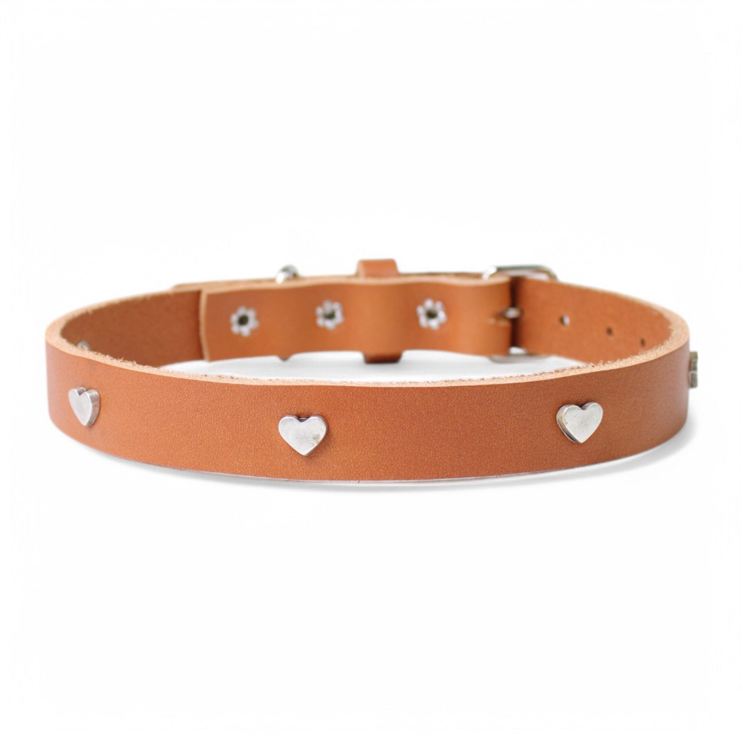 FRONHOFER Hunde-Halsband 19336, Ökoleder, Material: Vollrindleder, Stil: süßes Halsband mit Herzchen