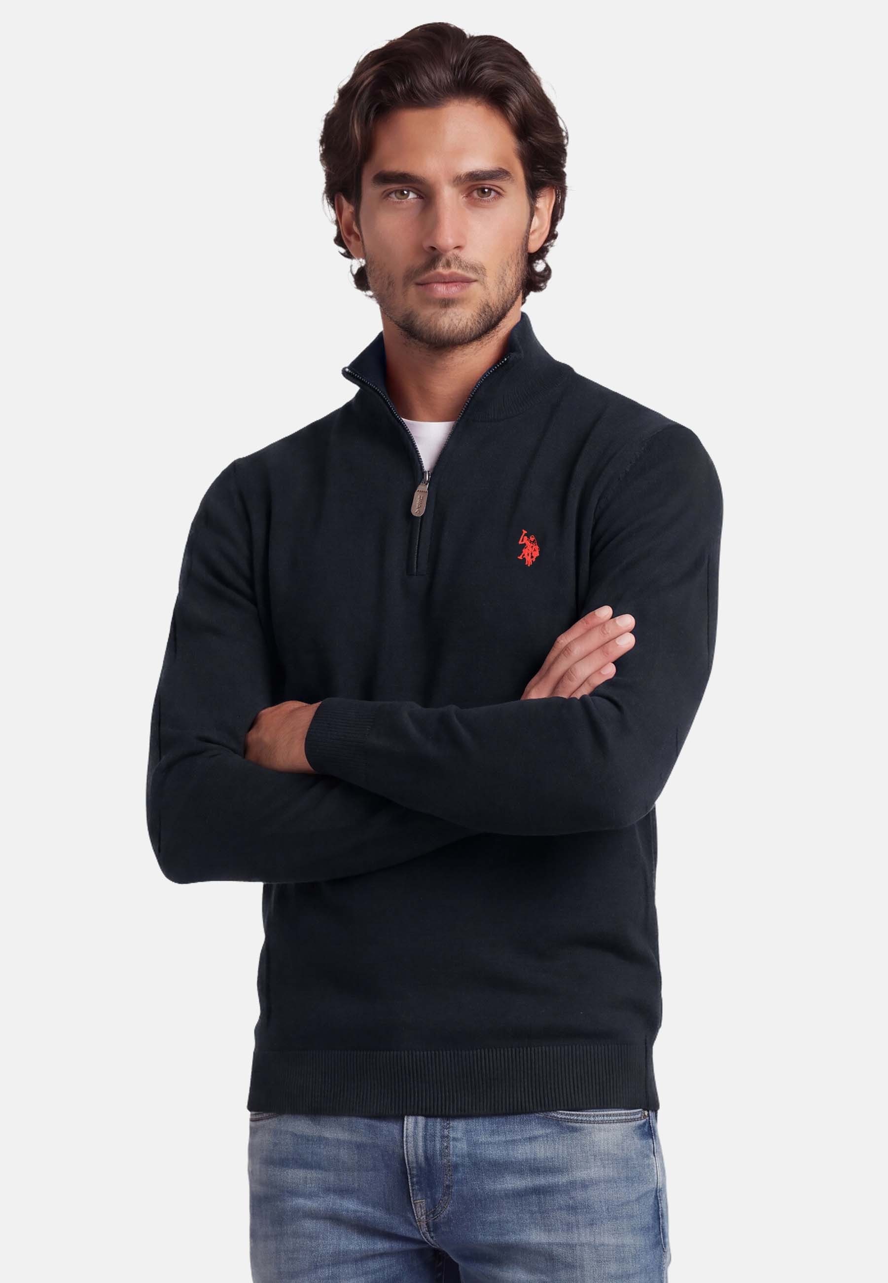 U.S. Polo Assn. Stehkragenpullover USKnooxx – Herren Half-Zip Strickpullover Baumwoll-Viskose-Mix, weiche Qualität und sportiver Look – Bild 2 von 5
