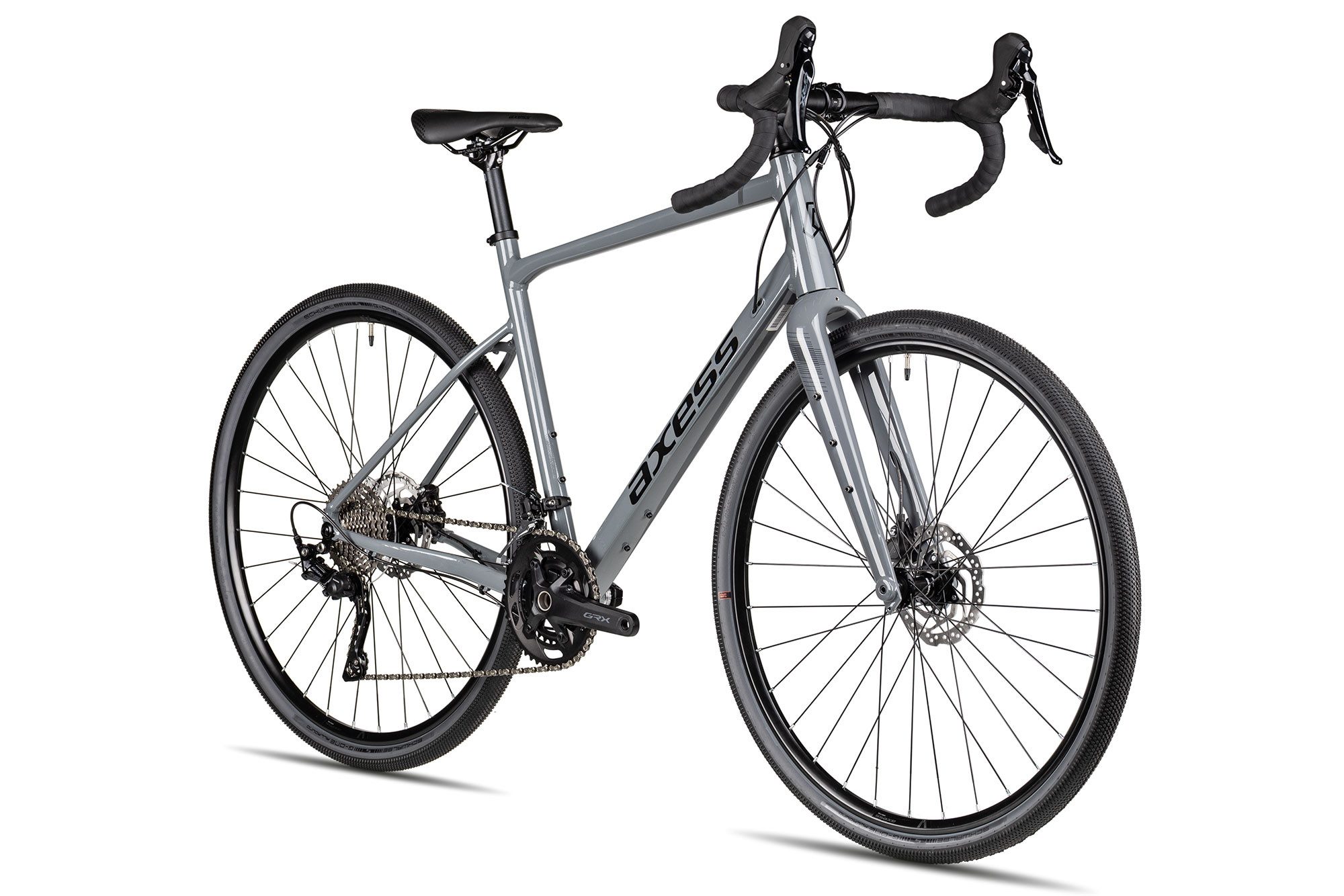 Axess Gravelbike CREED ADV, 20 Gang Shimano GRX RD-RX400 10-sp. Shadow Plus Schaltwerk, Kettenschaltung, hydraulische Scheibenbremse schwarz/grau