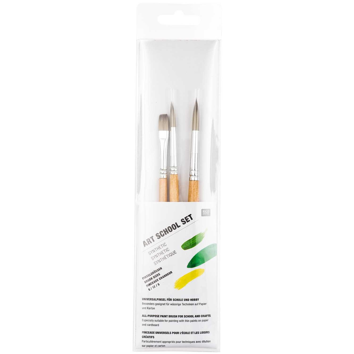 Rico Design Pinsel Pinsel College Synthetic Set 3 teilig, (3 teilig)