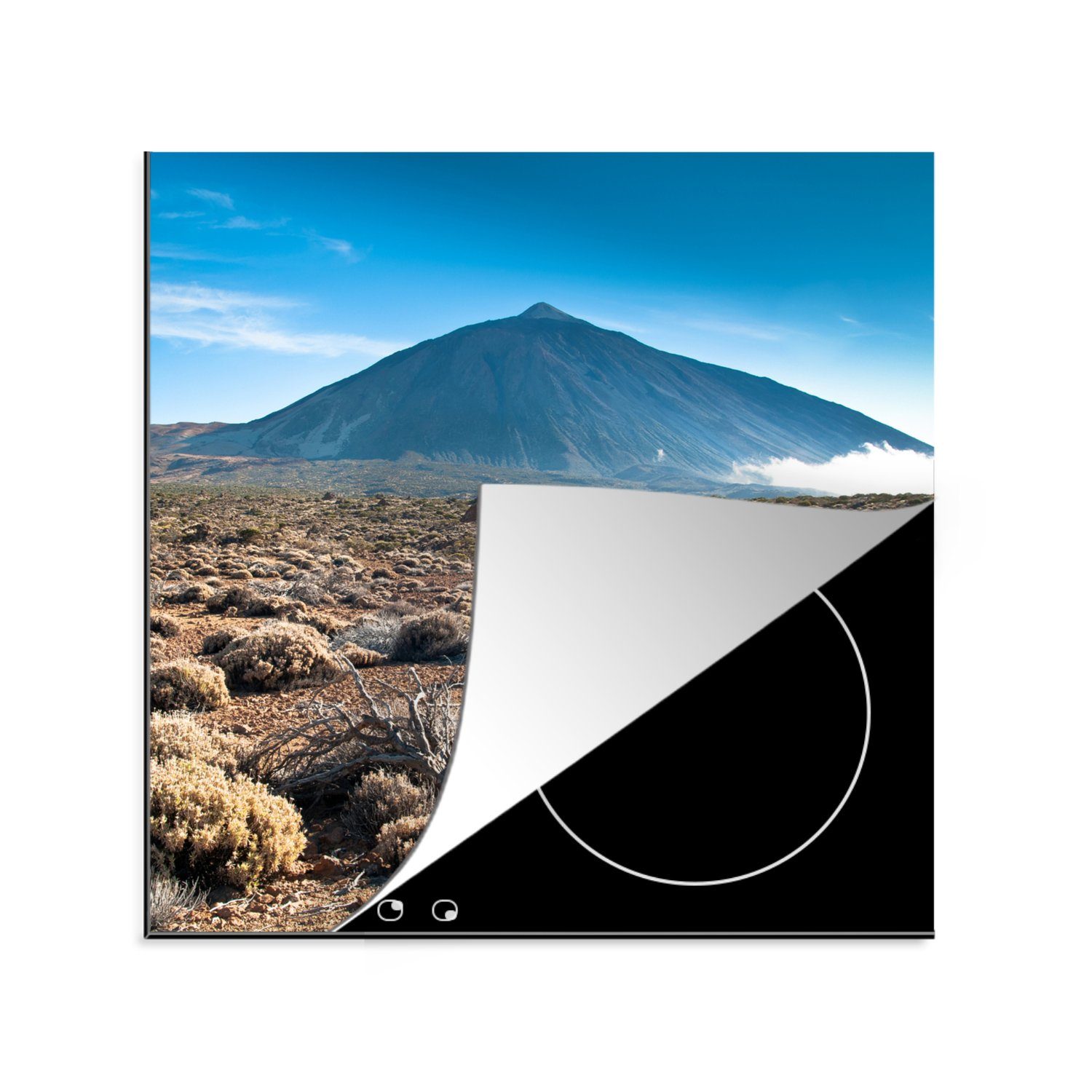 MuchoWow Herdblende-/Abdeckplatte Blick auf den Vulkan El Tiede auf Teneriffa, Vinyl, (1 tlg), 78x78 cm, Ceranfeldabdeckung, Arbeitsplatte für küche