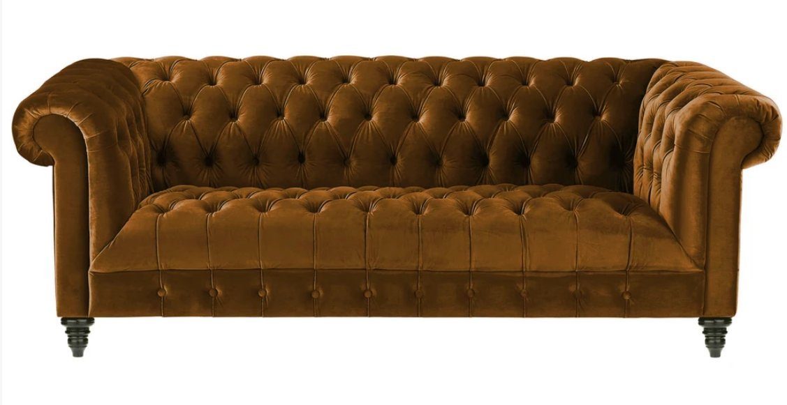 Sofa Made Brauner JVmoebel Luxus Couch in Chesterfield Design, 3-er Europe Dresitzer Original Chesterfield-Sofa