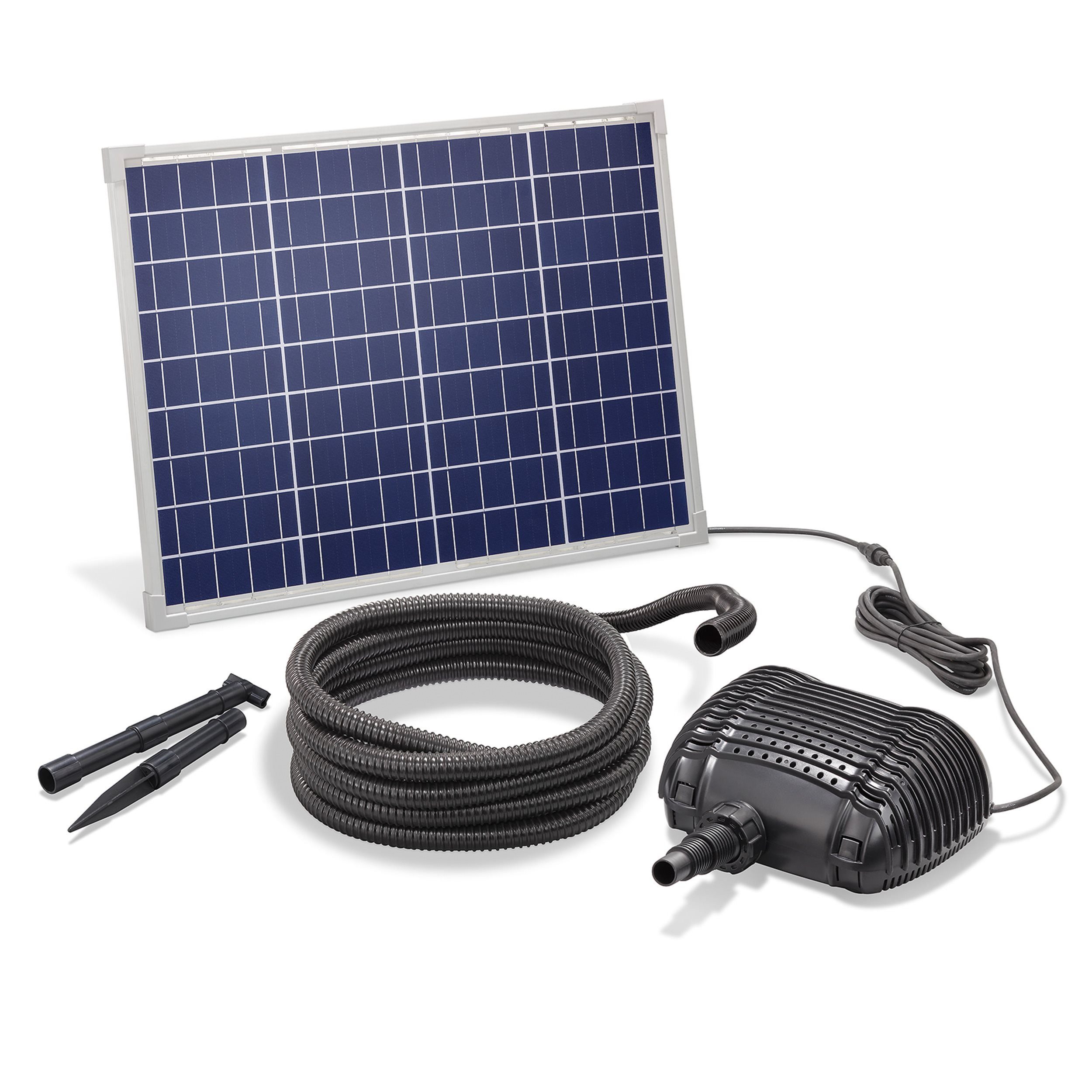 esotec Bachlaufpumpe 50/2500 Solar Bachlaufset Waterfall, 2500l/h, 50Wp Solarmodul 101960 (Komplettset)