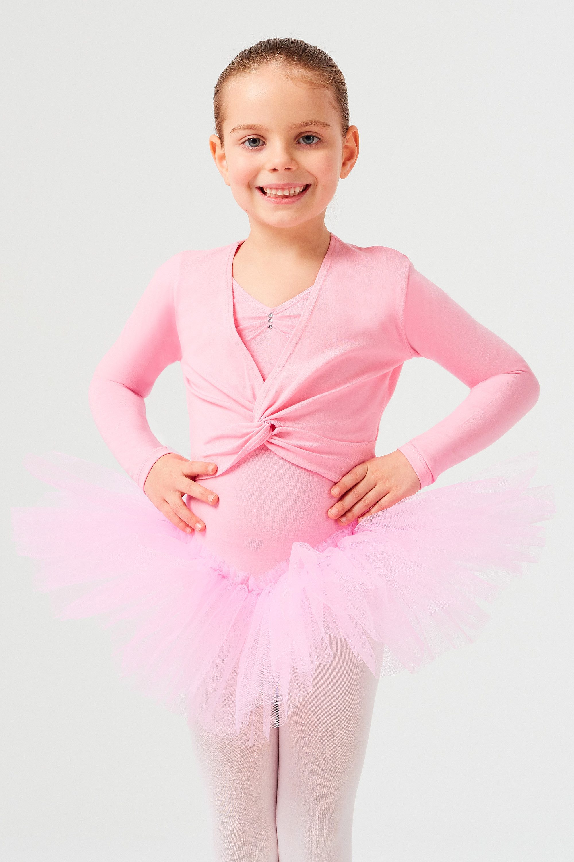 tanzmuster Crop-Top Langarm Ballett Top Mia aus wunderbar weicher Baumwolle Oberteil für Mädchen fürs Kinder Ballett