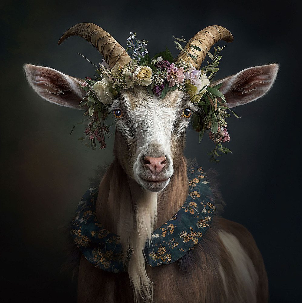 ArtUniverse Glasbild Louise Ziege 80x80 cm, Tiermotiv