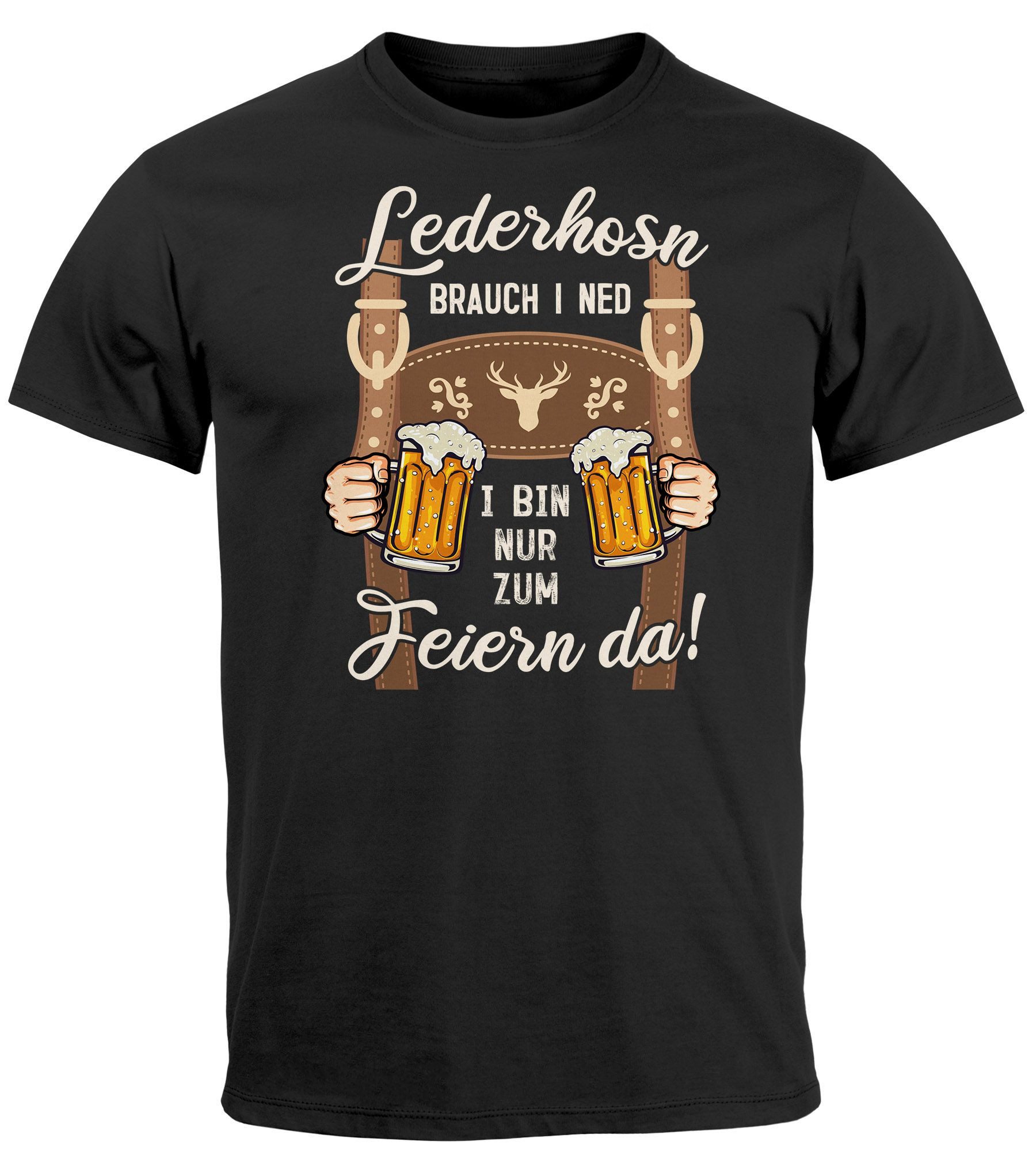 MoonWorks Print-Shirt Herren T-Shirt Trachtenshirt Lederhosen günstig online kaufen