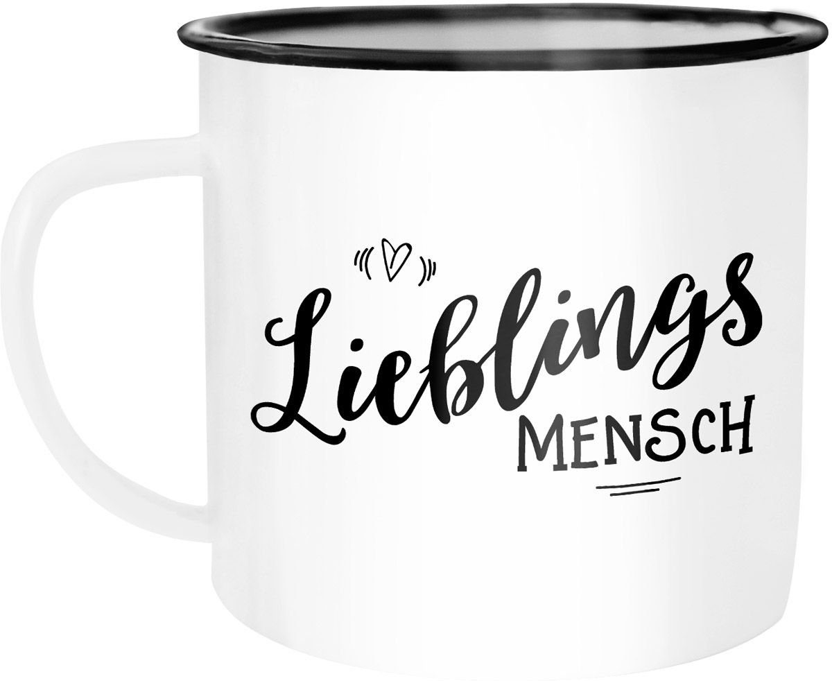 MoonWorks Tasse Emaille Tasse Becher Lieblingsmensch Geschenk Liebe Freundschaft Valentinstag Partner Freundin Kaffeetasse Moonworks®, emailliert und mit Aufdruck