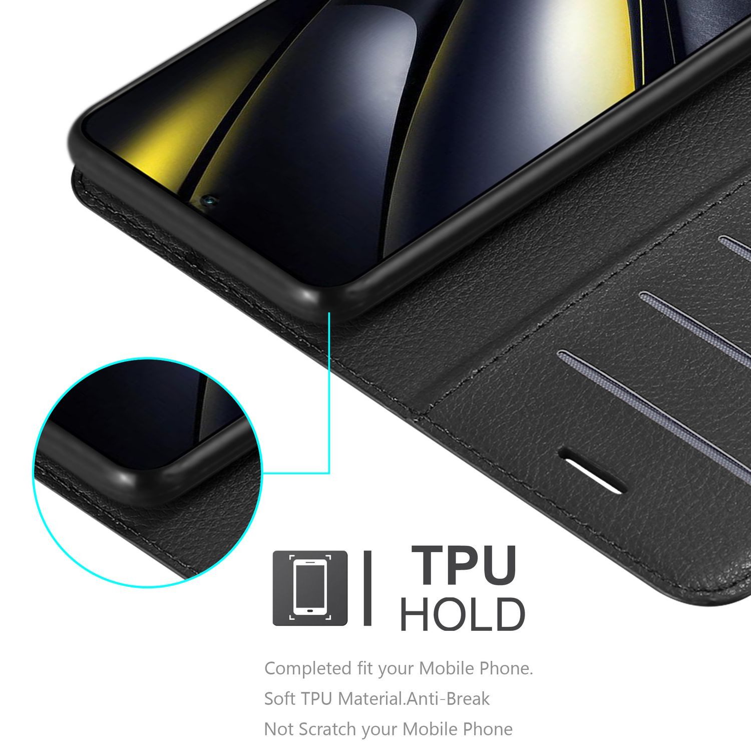 Cadorabo Handyhülle für Xiaomi Poco F6 Hülle Xiaomi Poco F6, Hülle Schutzhülle mit Standfunktion, Kartenfach und Magnetverschluss