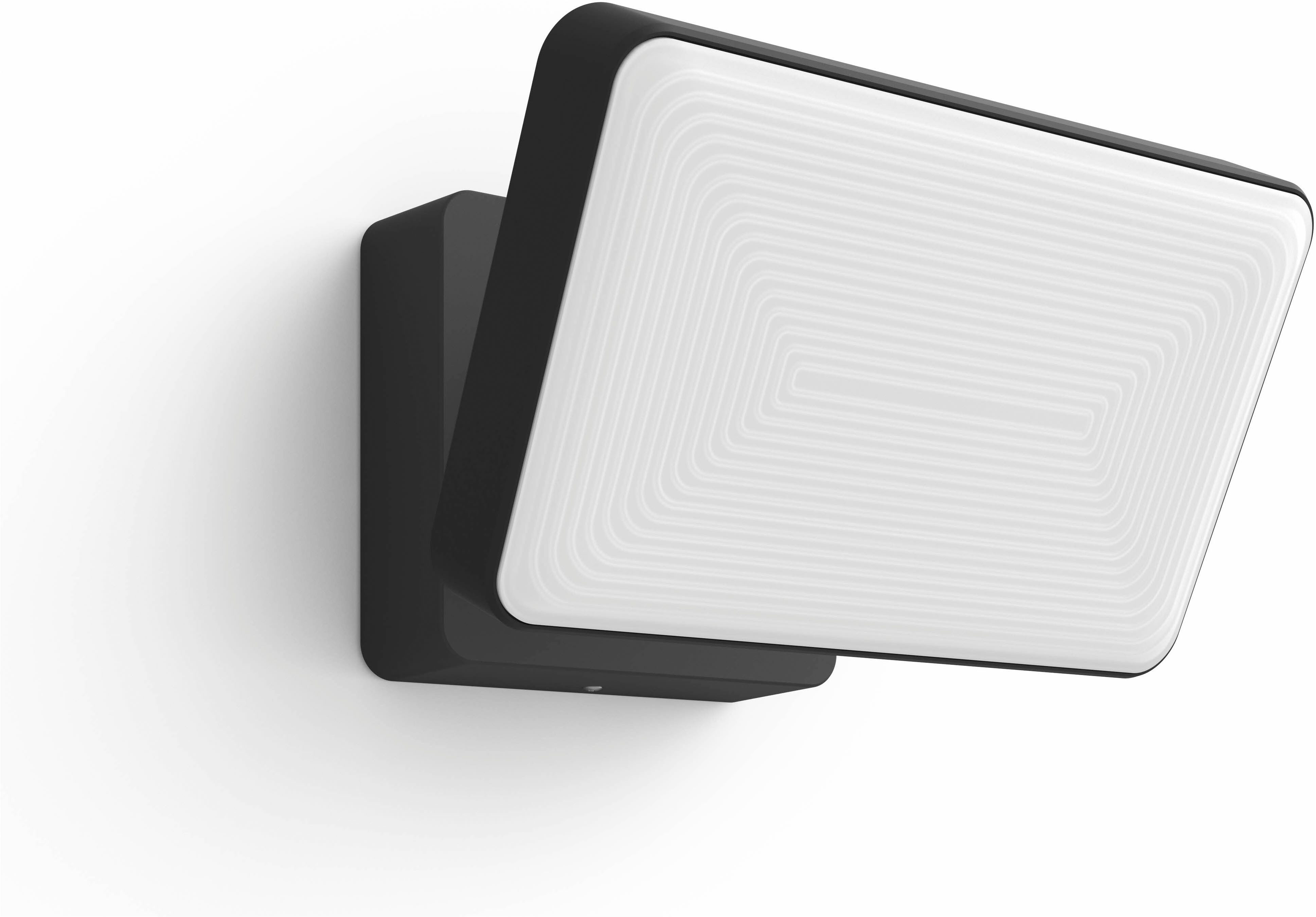 Philips Hue LED Flutlichtstrahler Outdoor White Welcome, 2600 Lumen, schwarz, Abschaltautomatik, Bluetooth, Dimmfunktion, Einschlafhilfe, Memory, nach Trennung vom Netz, Nachtlichtfunktion, Smart Home, Timerfunktion, Weckerfunktion, dimmbar über Fernbedienung, mehrere Helligkeitsstufen, LED fest integriert, Warmweiß, Steuerbar per App und Stimme, Smart Home fähig
