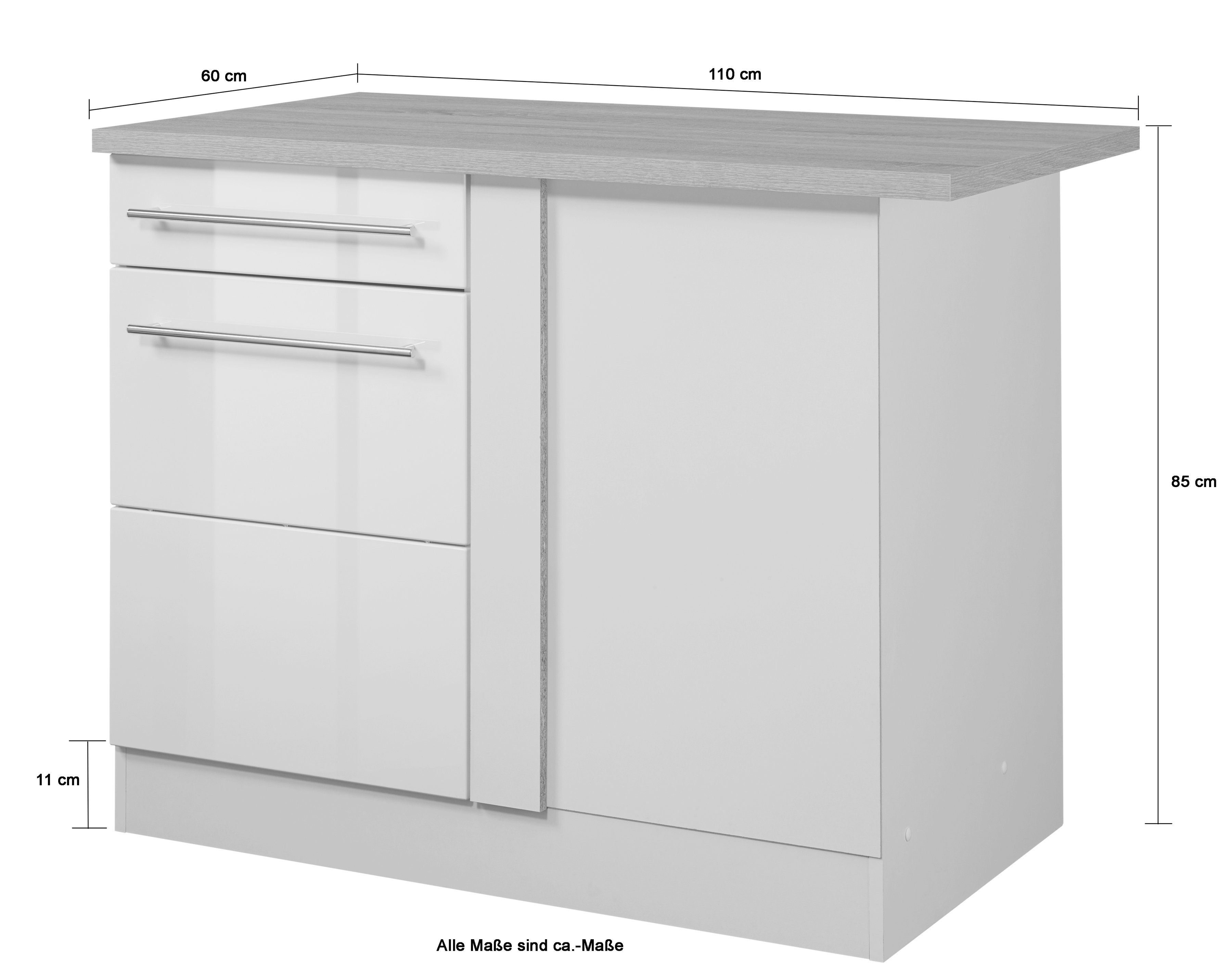 HELD MÖBEL Eckunterschrank Wien cm | weiß/wotaneiche Breite 110 wotaneiche