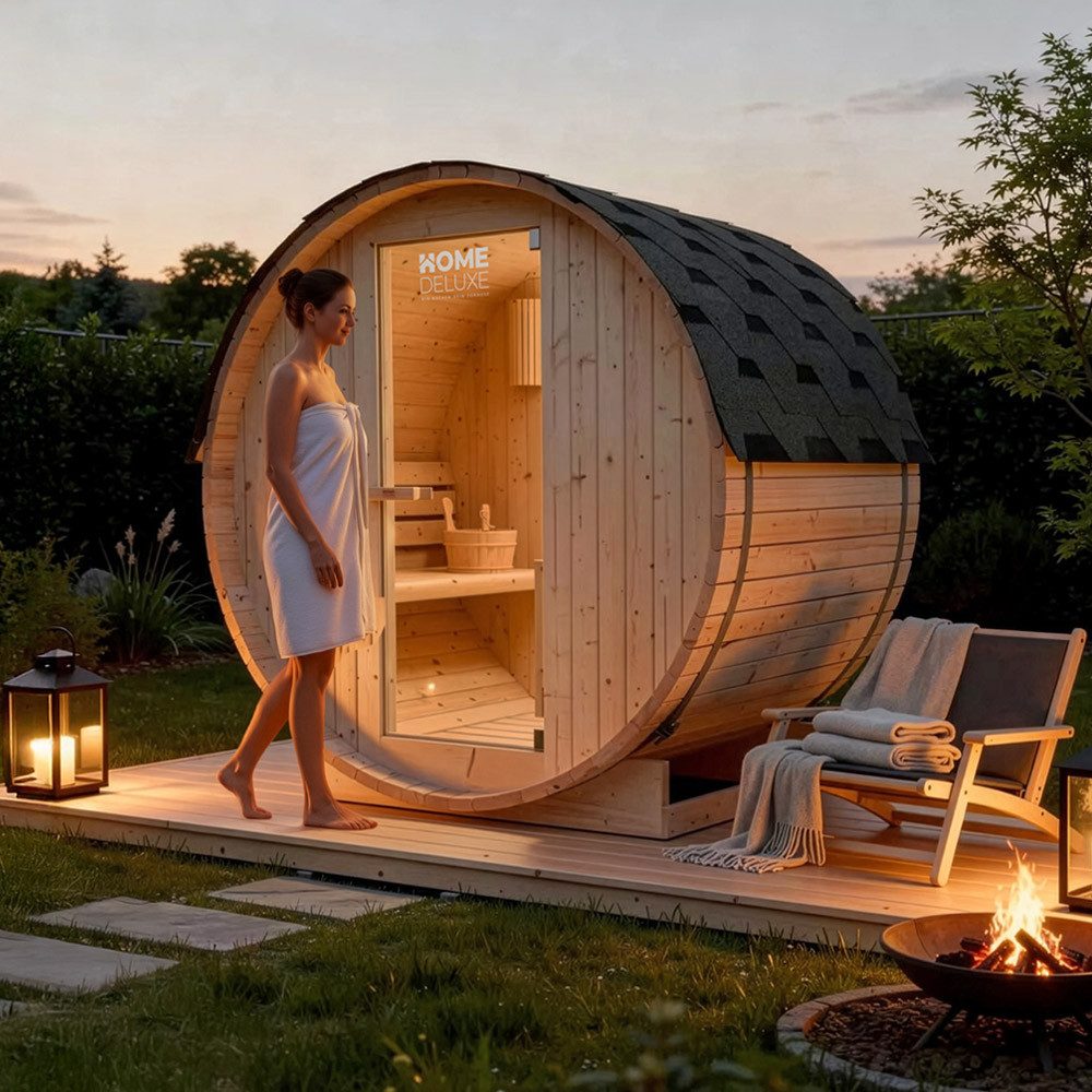HOME DELUXE Fasssauna Outdoor Fasssauna LAHTI, BxTxH: 189 x 120 x 191.5 cm