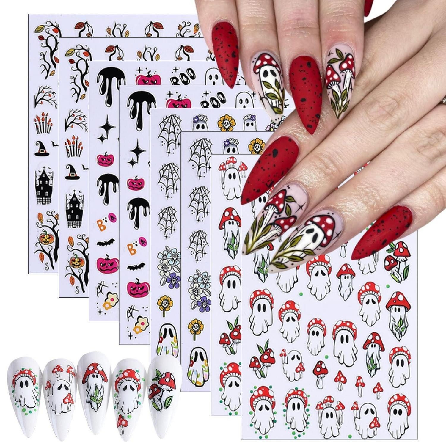 LuxusKollektion Nagel-Tattoo Nagelsticker Halloween Geister Kürbis