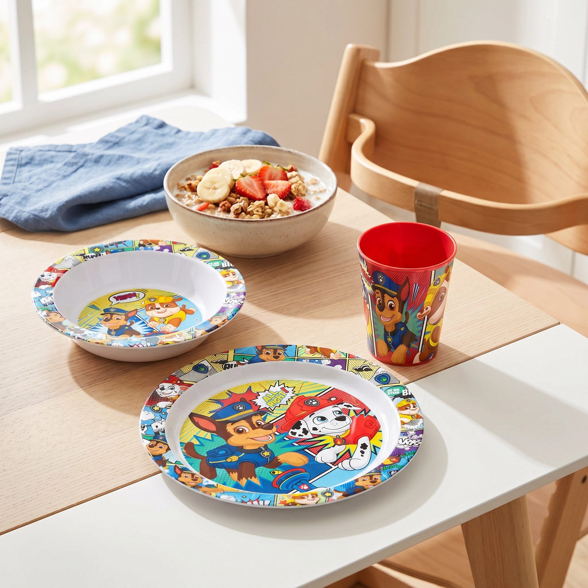 PAW PATROL Kindergeschirr-Set Paw Patrol Kinder Geschirr-Set 3 teilig Becher Teller Schüssel (3-tlg), 1 Personen, BPA-Frei