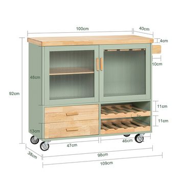 SoBuy Küchenwagen FKW114, Küchenschrank mit Arbeitsplatte Kücheninsel Rollwagen Sideboard
