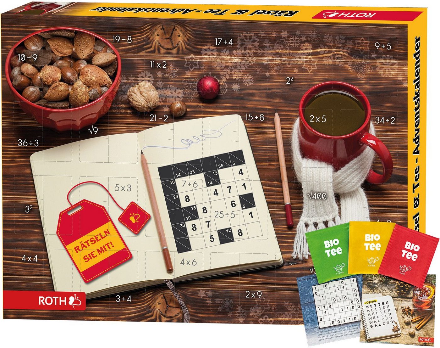Thumbnail - Roth Ideen ewige Kalender Adventskalender Rätsel & Tee bestückt