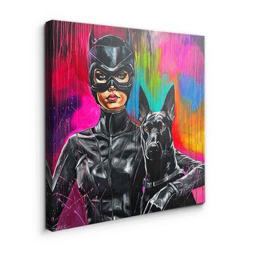 DOTCOMCANVAS® Leinwandbild Best Friend, Leinwandbild Best Friend Catwoman Malerei Dobermann schwarz Kunstdruck