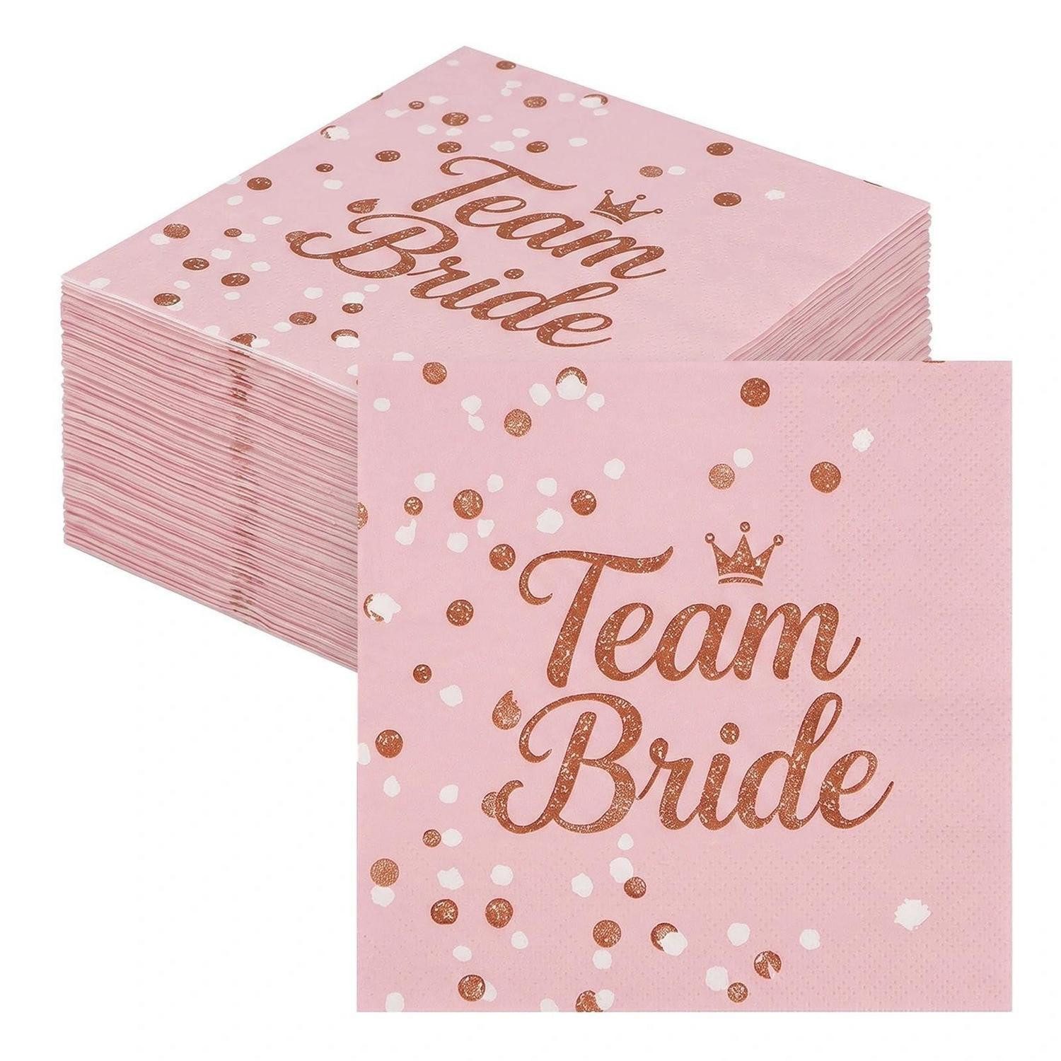 LuxusKollektion Papierserviette Servietten Roségold Team Bride 40 Stk., (40 St)