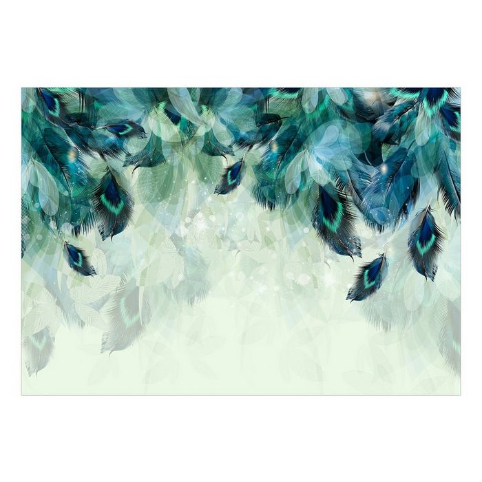 KUNSTLOFT Vliestapete Emerald Feathers lichtbeständige Design Tapete