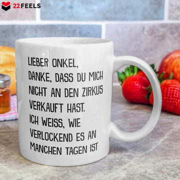22Feels Tasse Bester Onkel Geschenk Geburtstag Weihnachten Kaffeetasse Männer Lustig, Keramik, Made in Germany, Spülmaschinenfest