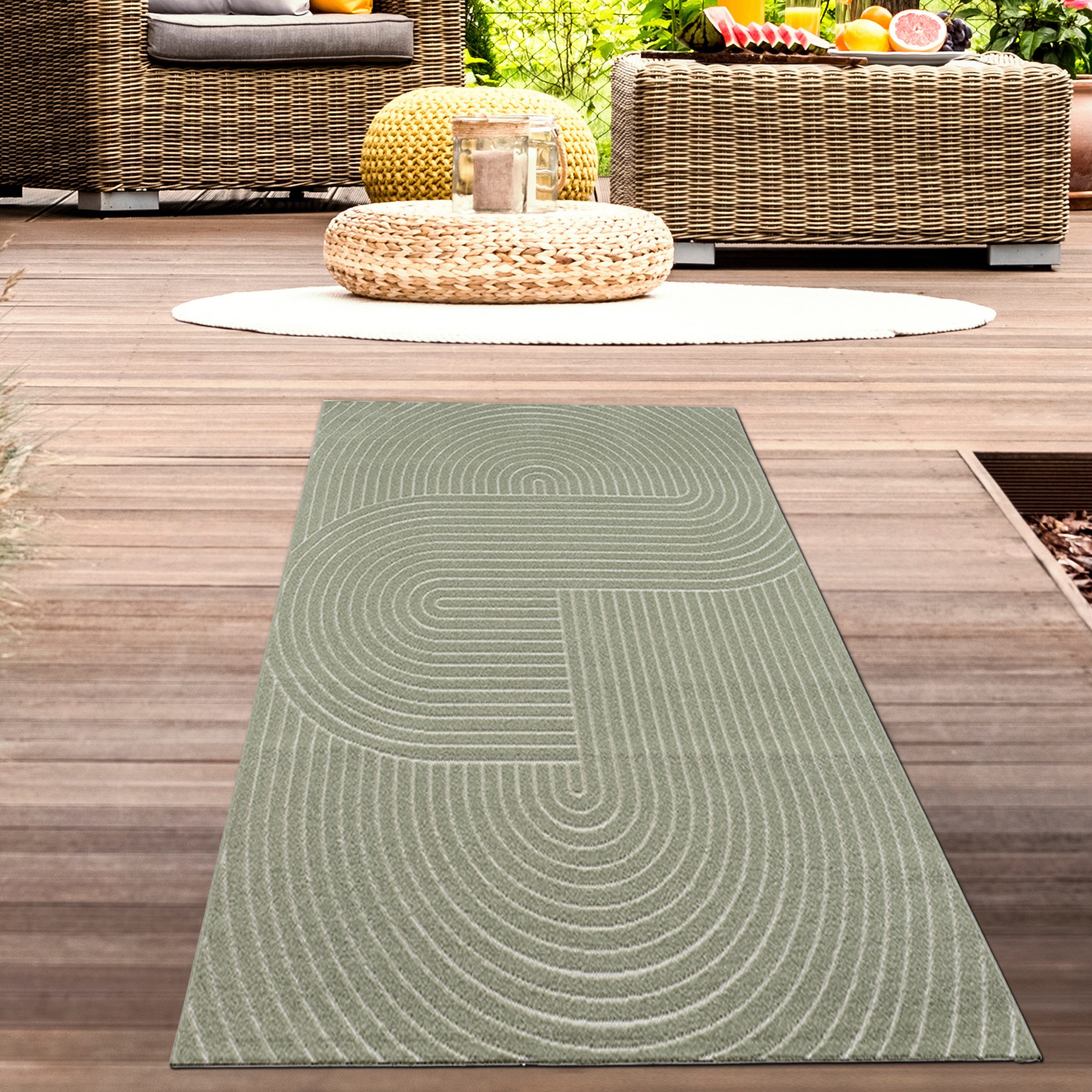 Carpetia Outdoorteppich Moderner In- und Outdoor Teppich, Bogen Muster in g günstig online kaufen