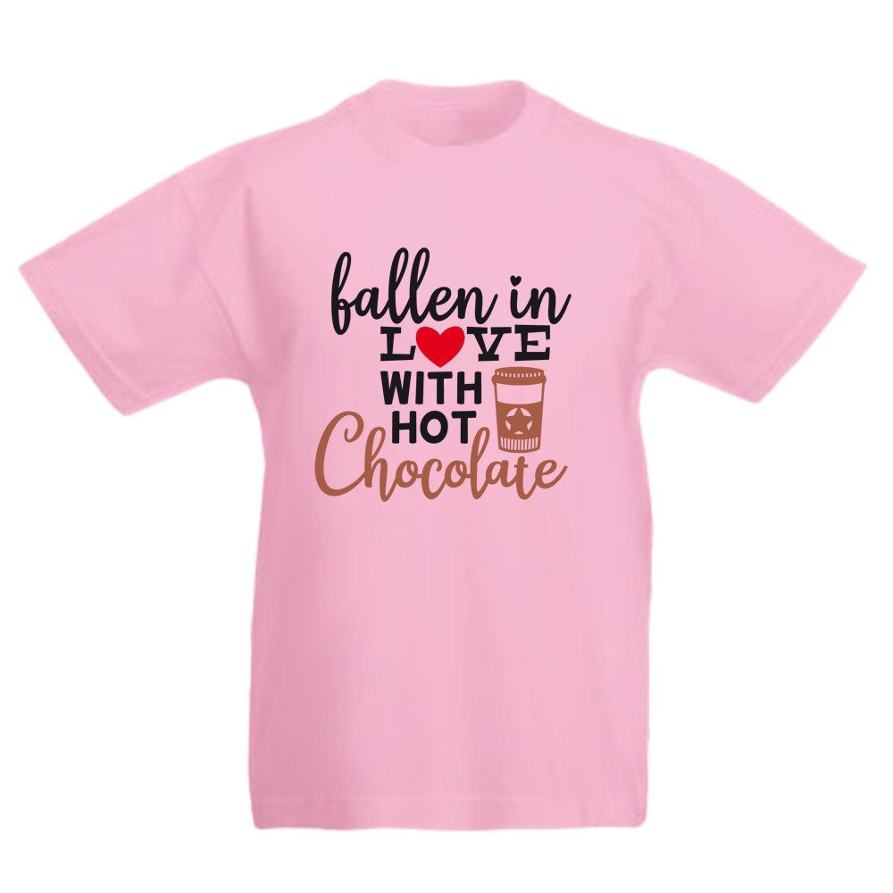 G-graphics T-Shirt Fallen in love with hot chocolate Kinder T-Shirt, mit Spruch / Sprüche / Print / Aufdruck