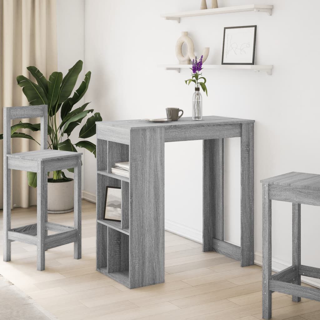vidaXL Esstisch Bartisch mit Regal Grau günstig online kaufen