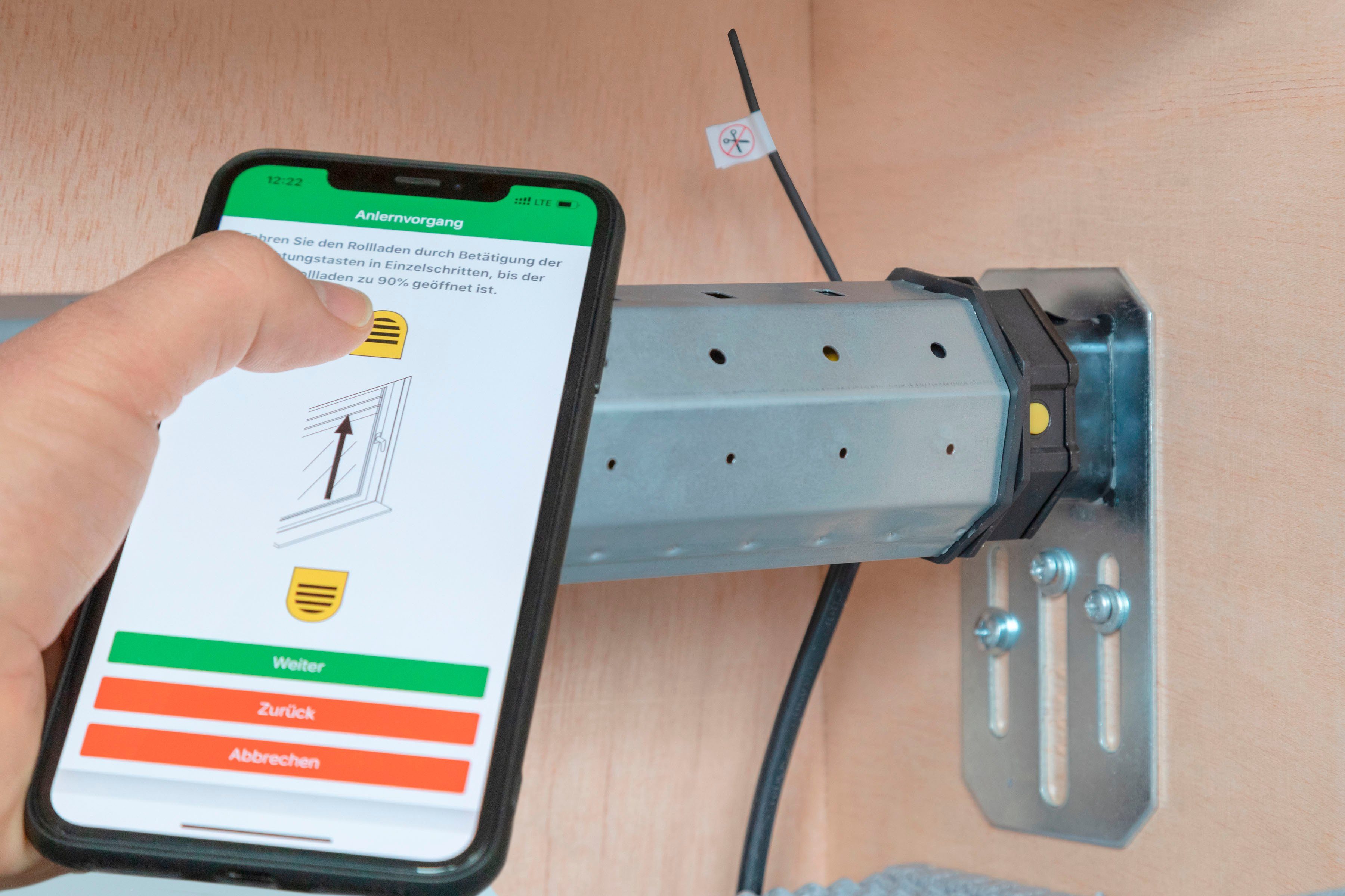 SCHELLENBERG Rollladenmotor Premium, Rohrmotor mit Funk Endlageneinstellung, geeignet für 60 mm Rollladenwellen, Maxi, 10 Nm, Zugkraft 20 kg