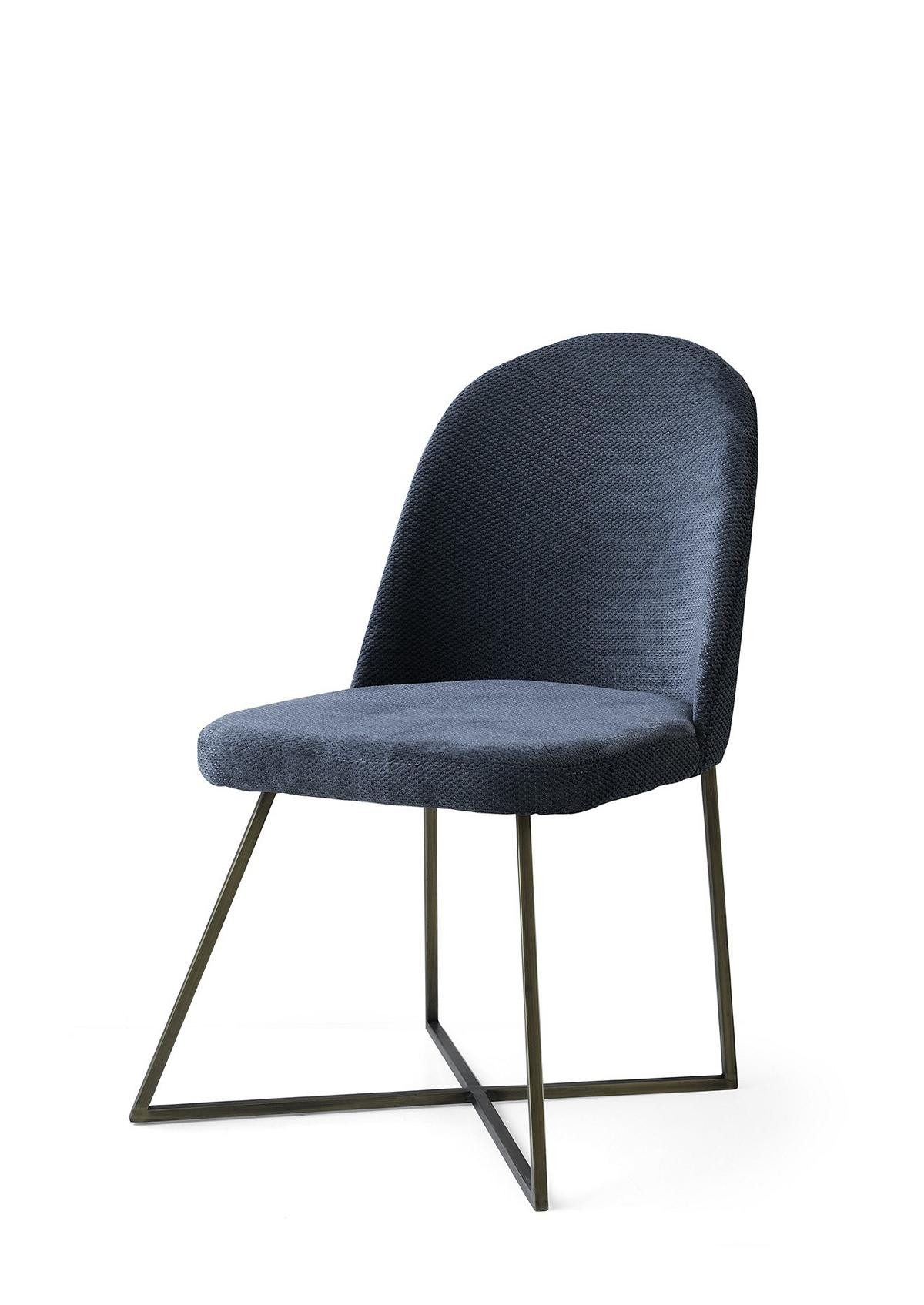 JVmoebel Esszimmerstuhl Blau Esszimmerstuhl Stuhl Küchenstuhl Textil Polster Design (1 St), Made in Europa