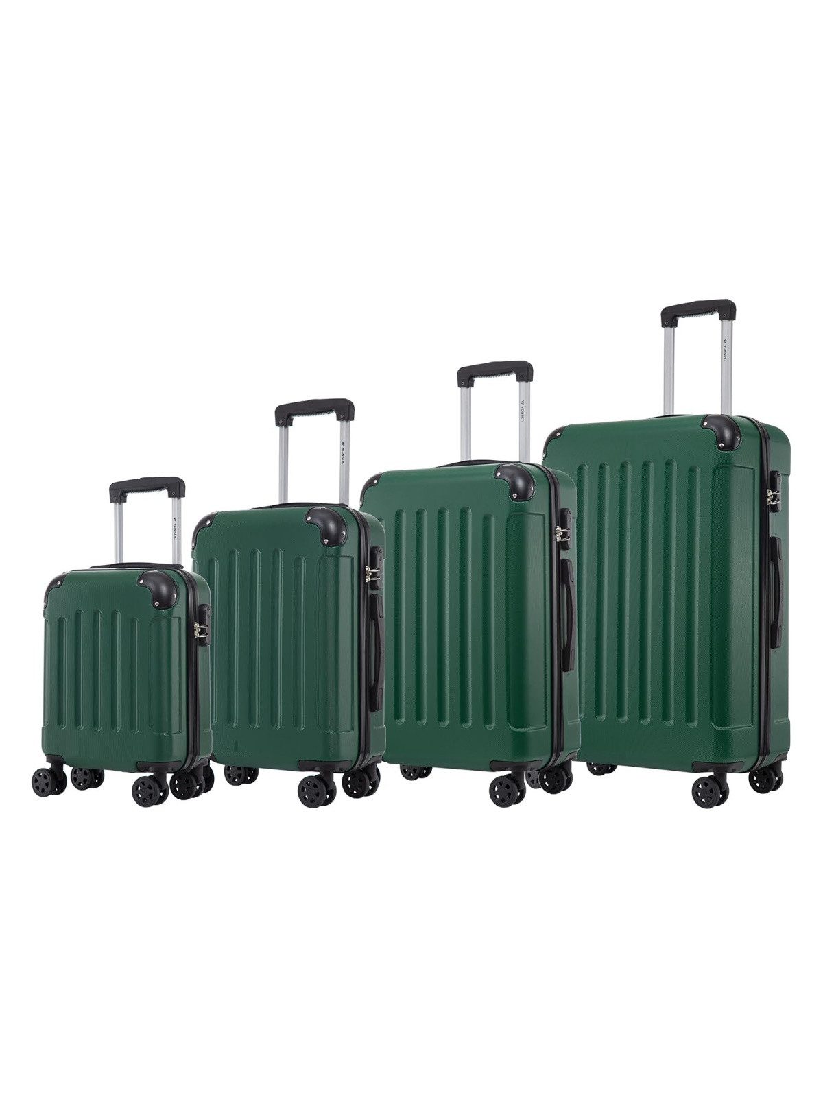 YONSLY Kofferset Reisekoffer Trolley Rollkoffer Handgepäck Hartschalenkoffer Größen-Set, 4 Rollen, (4er Set, 4 tlg., Größen S, M, L & XL), ABS und Aluminium, Zahlenschloss, Gummigriff, leicht und robust