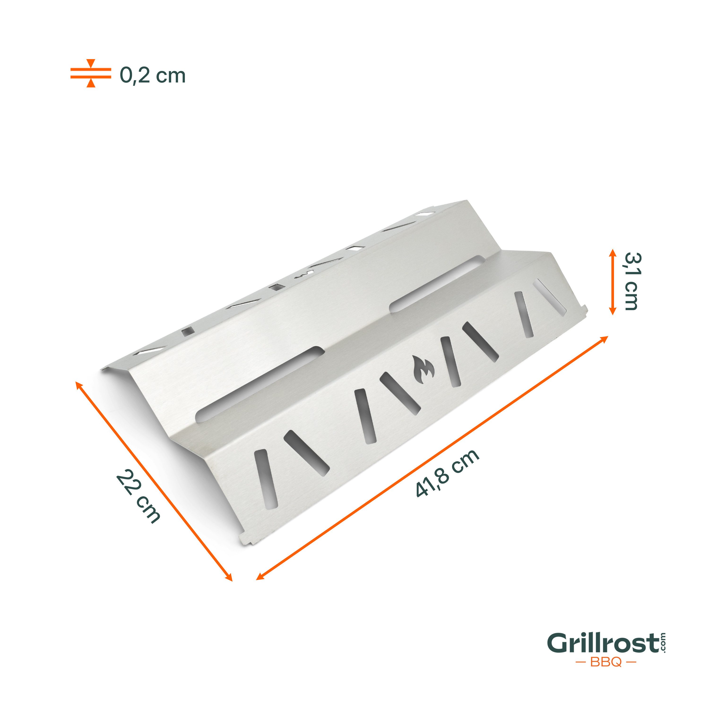Grillrost.com BBQ Grillrost BBQ Hitzereflektor Weber Spirit 200 und 300 - Regler seitlich, Made in Germany