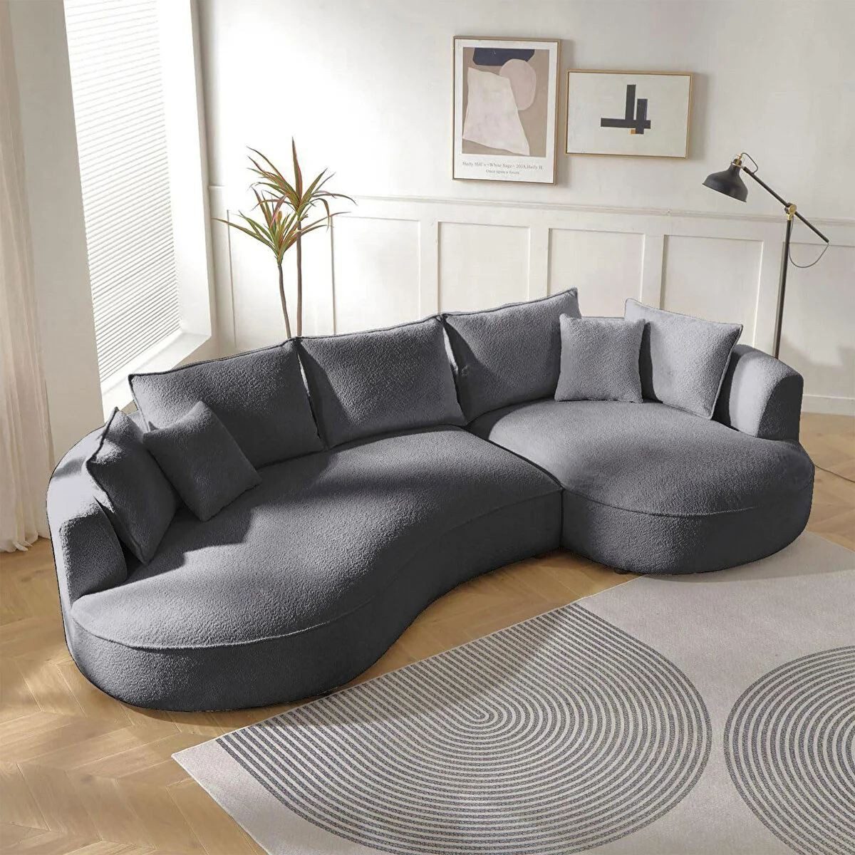 Skye Decor Ecksofa, Großes L Sofa mit Bouclé-Bezug – 30 DNS Schaum, pflegeleicht
