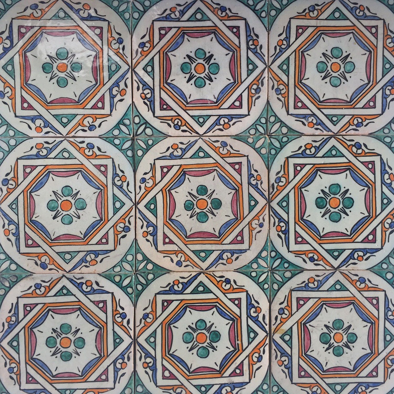 Casa Moro Wandfliese Orientalische Keramik Fliese – HANDMADE Fliesen Dekor, Keramik 10x10, Mehrfarbig, 4er-Set, Handbemalt, Kunsthandwerk aus Marokko