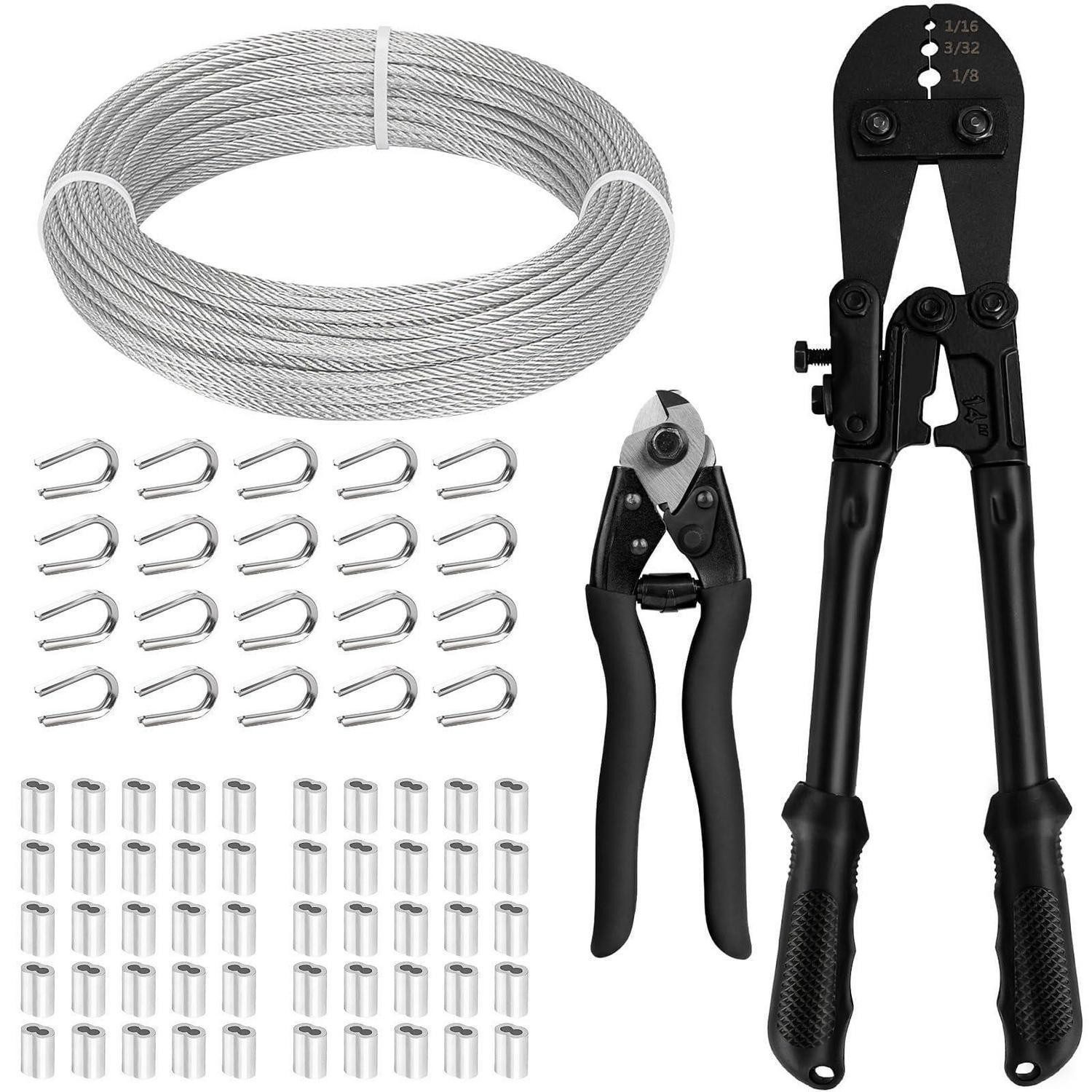LuxusKollektion Crimpzange Drahtseil Set Edelstahl 30M mit Werkzeug