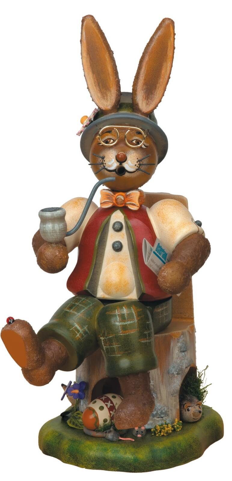 Hubrig Volkskunst Zschorlau Erzgebirge Osterhase Räuchermännchen & Osterhase Räuchergustav von Hubrig Volkskunst, Handbemalt, Original von Hubrig!