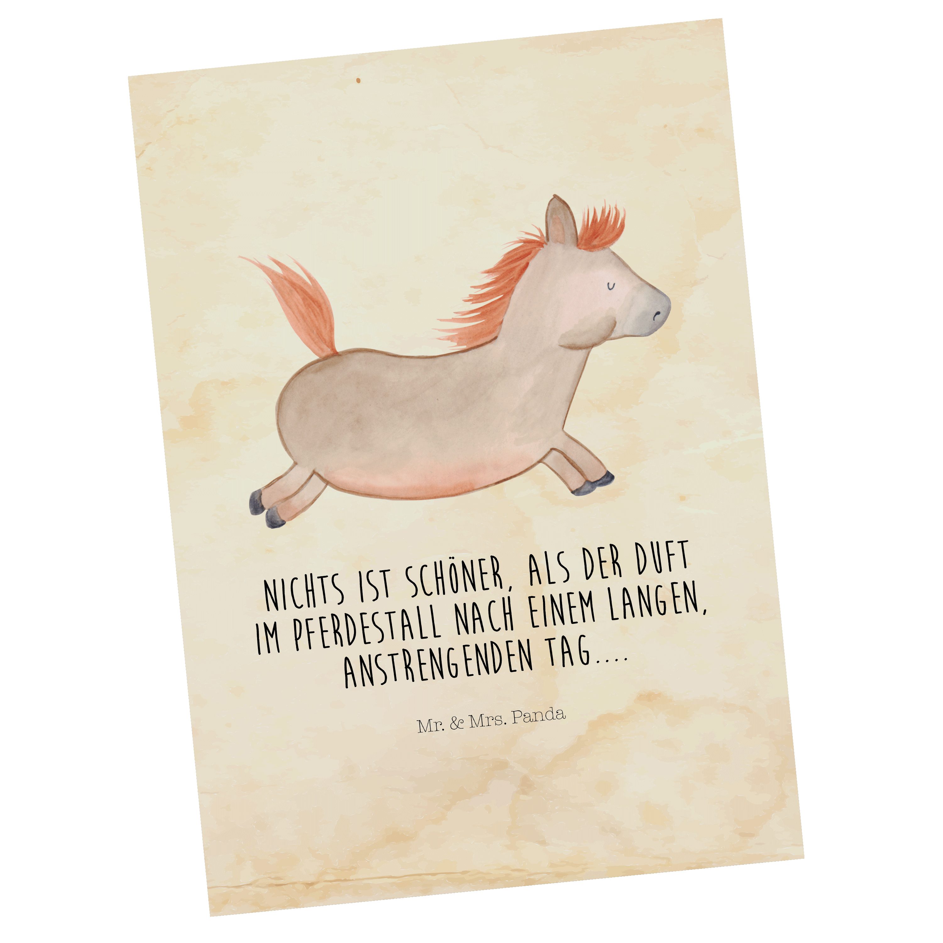 - Pferd - Geschenk, Mr. Pferde, Hoftiere, springt & Postkarte Geschenkkarte Panda Mrs. Vintage