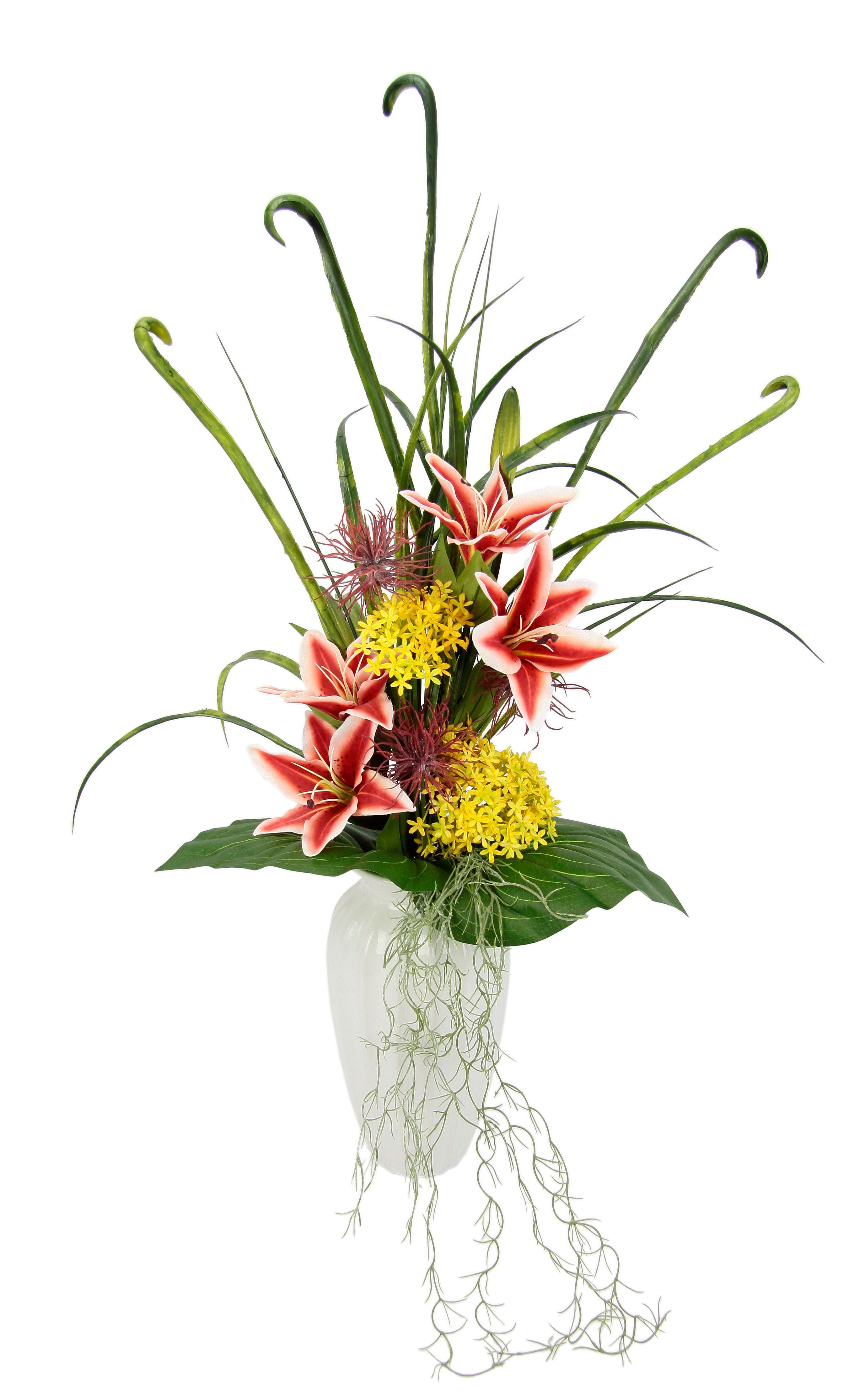 Echtheitsgarantie Kunstblume Arrangement Lilien, I.GE.A., Höhe 85 cm cm, 85