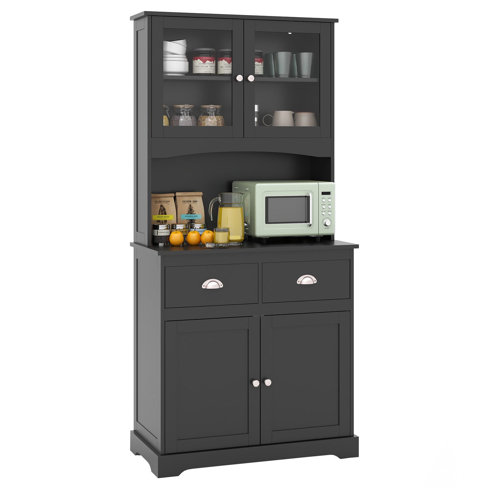 COSTWAY Küchenbuffet verstellbare Ablage 2 Schubladen bis 125kg 80x40x170cm